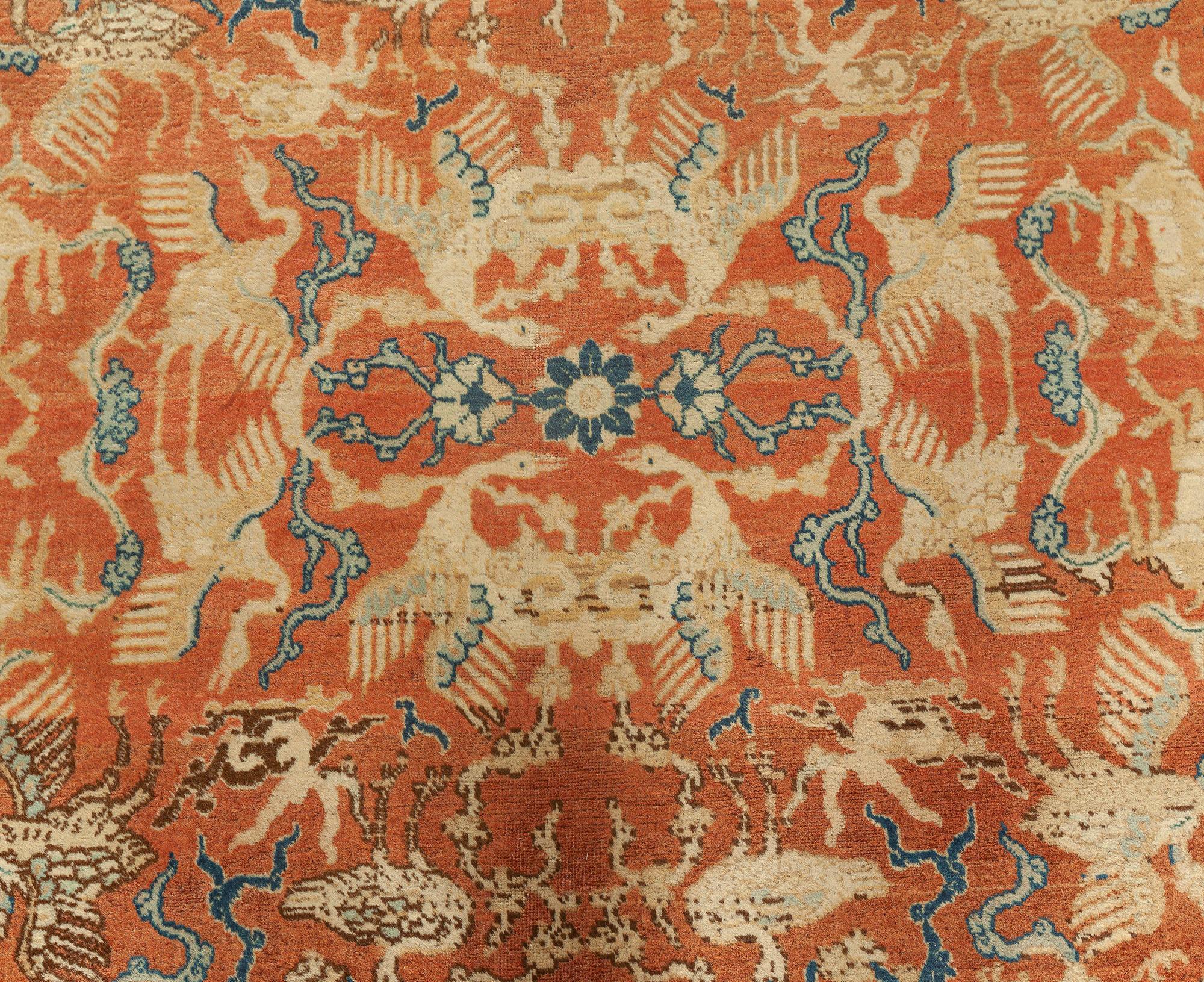 Authentic Persian Tabriz handwoven wool carpet
Size: 11'3