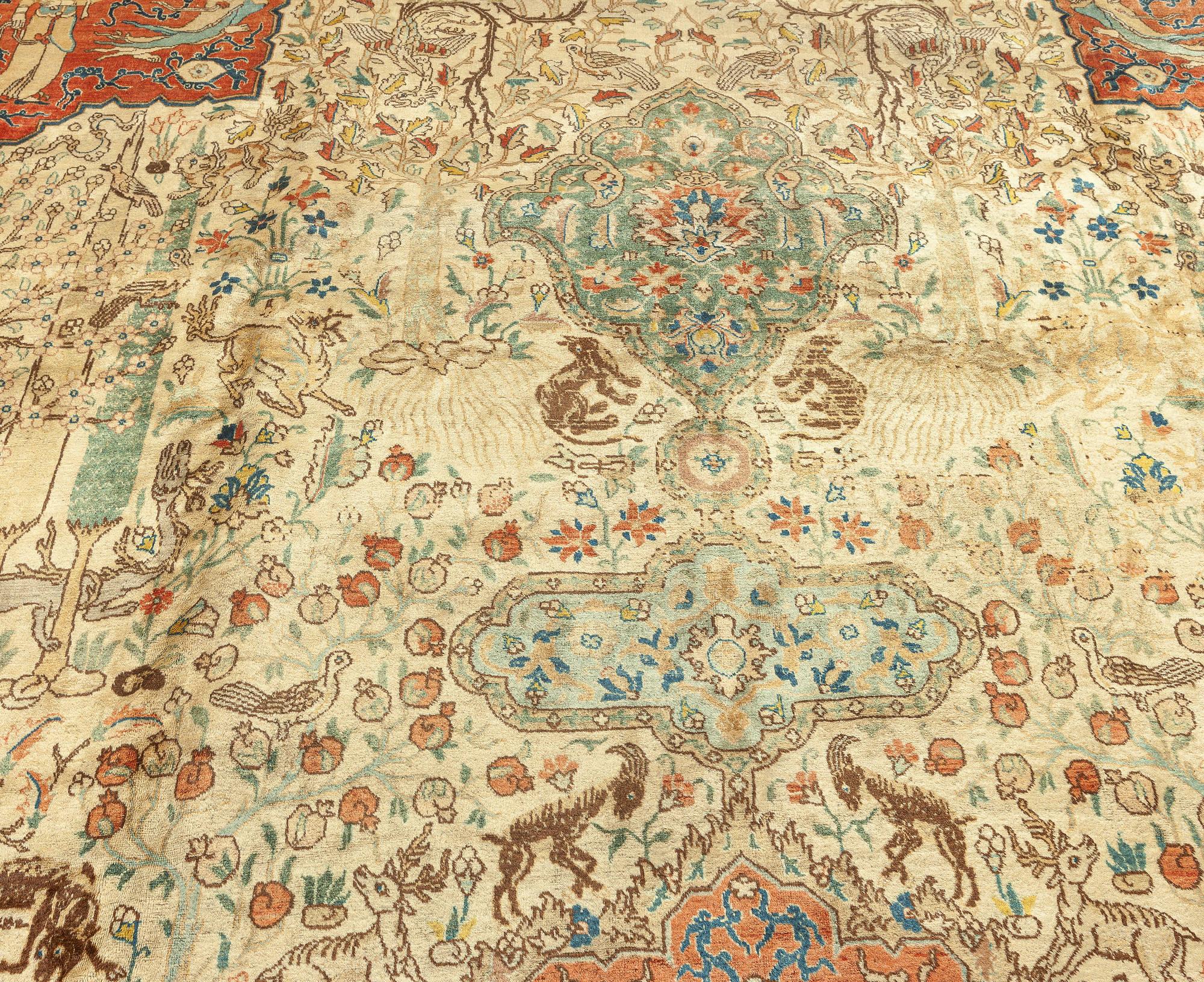 Hand-Knotted Authentic Persian Tabriz Handwoven Wool Rug For Sale