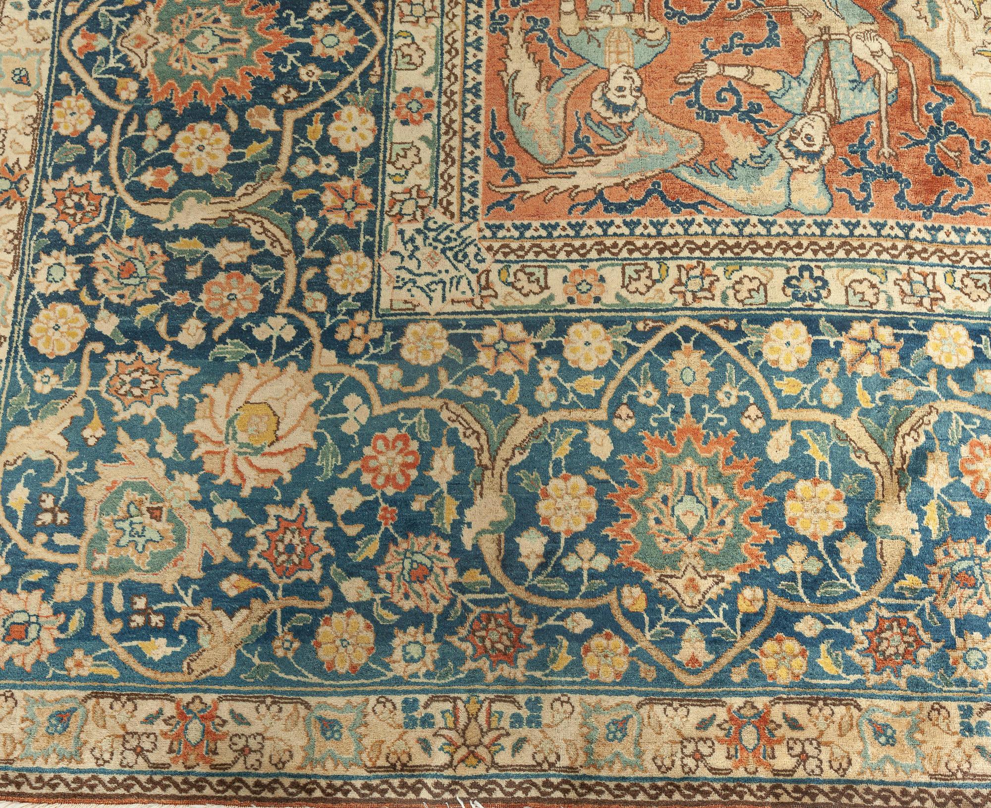 Authentic Persian Tabriz Handwoven Wool Rug In Good Condition For Sale In New York, NY