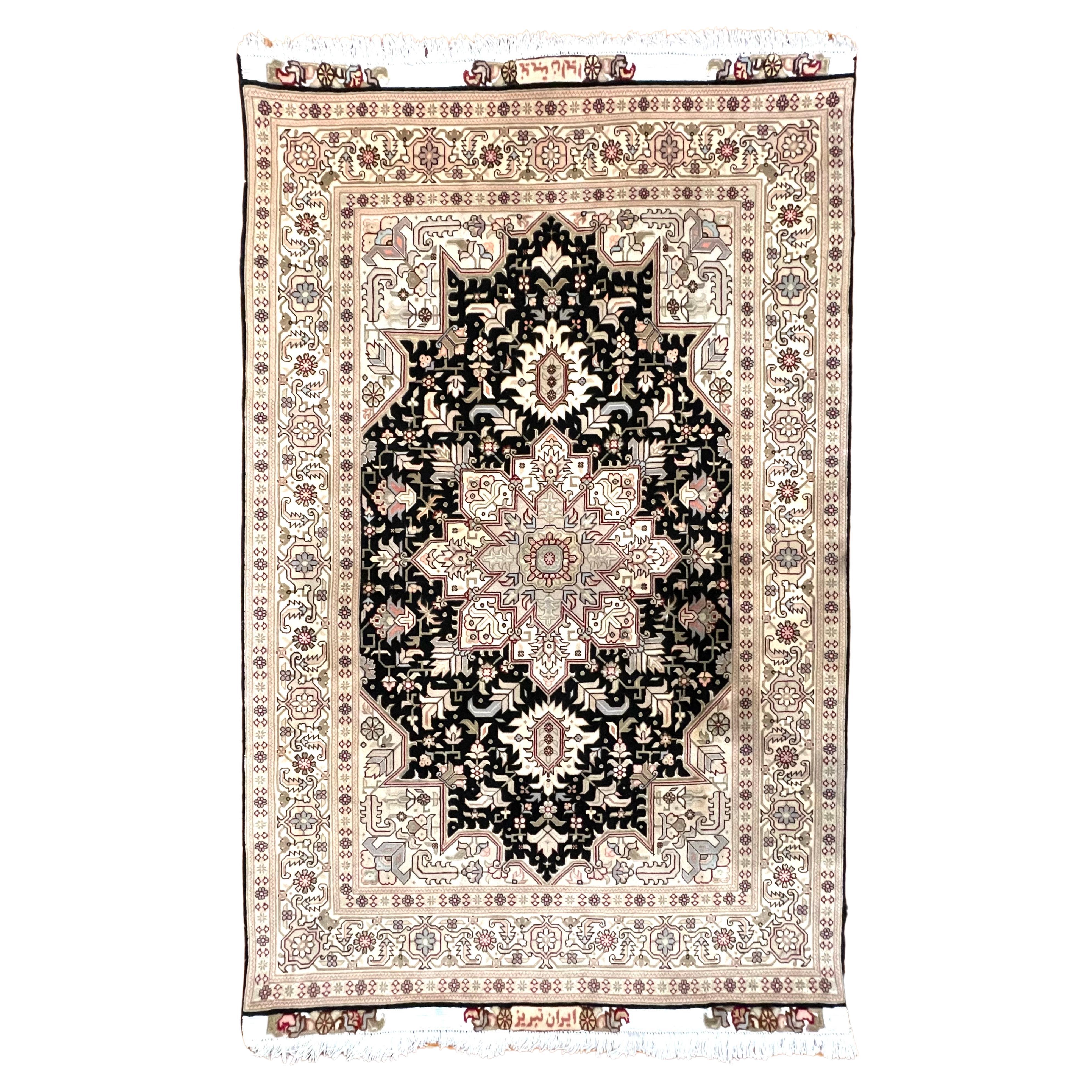 Authentique tapis persan Tabriz Heriz géométrique