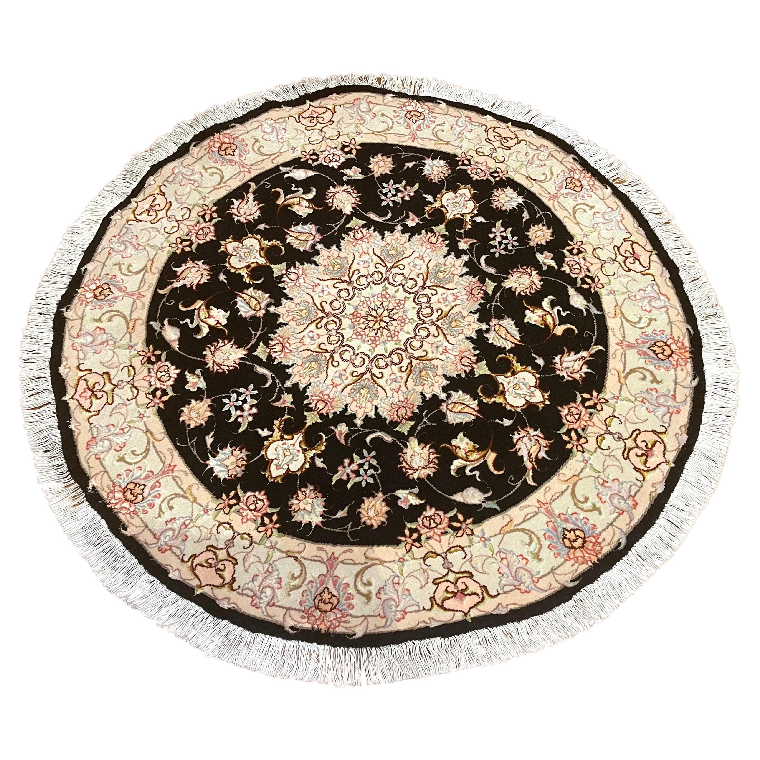 Persian Tabriz Floral Round Rug