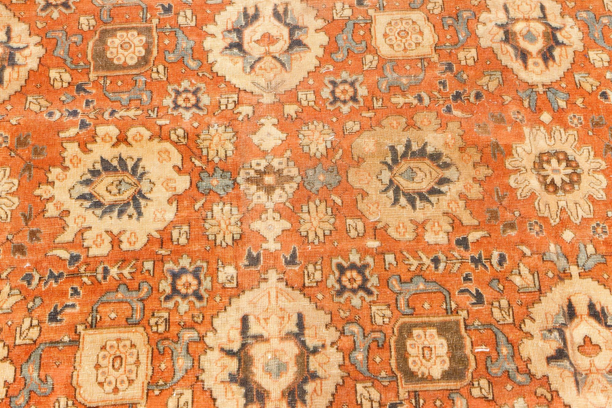Authentique tapis persan en laine rouge de Tabriz fait à la main
Taille : 10'2