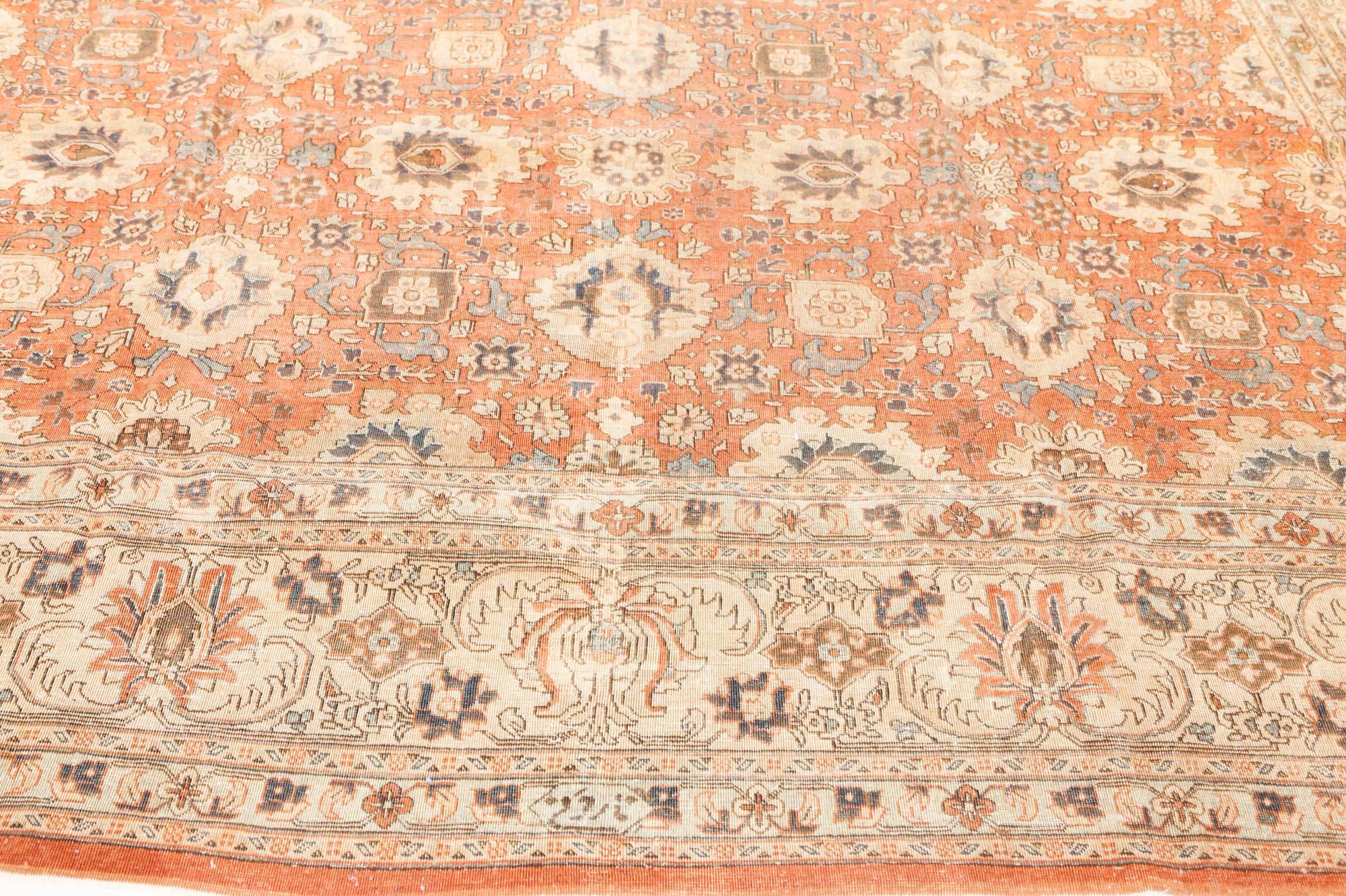20ième siècle Authentique tapis persan Tabriz rouge en laine fait à la main en vente