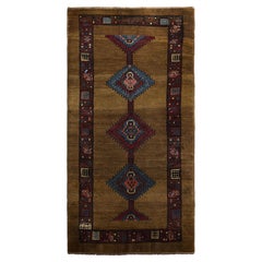 Authentic Persian Tribal Wool Rug in Warm Brown & Indigo