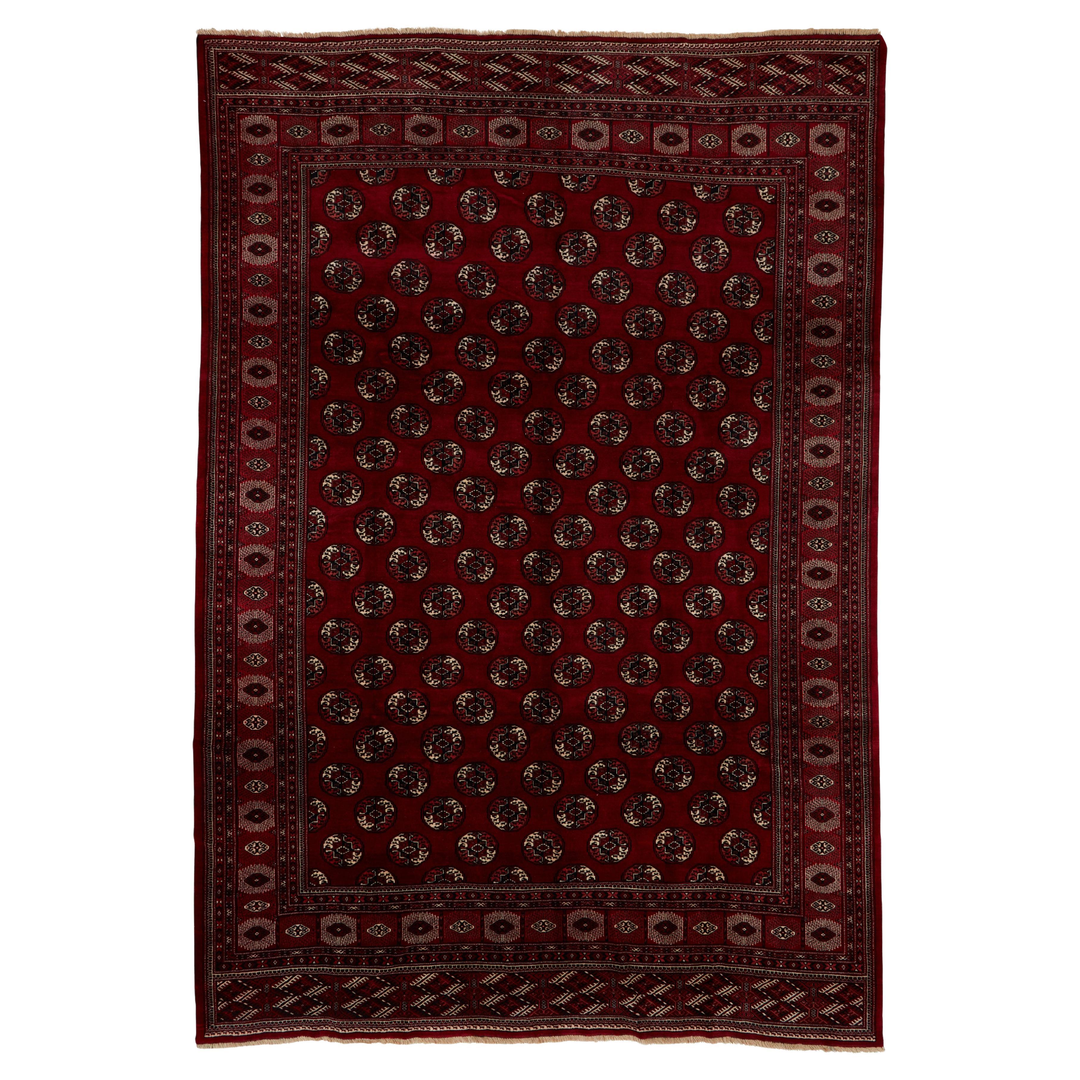 Authentische persische Yamouth handgeknüpft Wolle rot Bereich Teppich 8
 7" x 12
 7" im Angebot