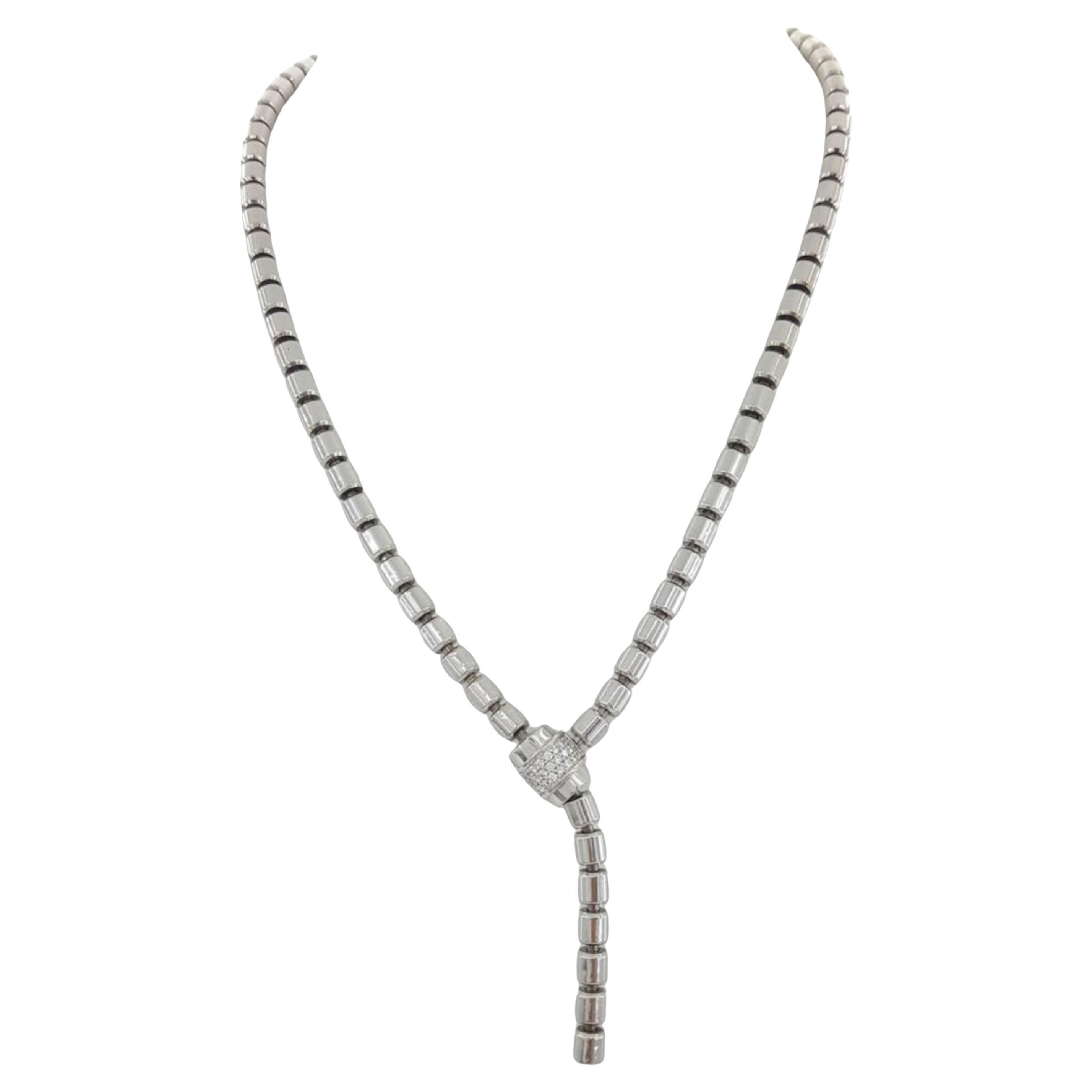 Autentico Piaget Flat Possession Collana a Y con diamanti in oro bianco 18 carati in vendita