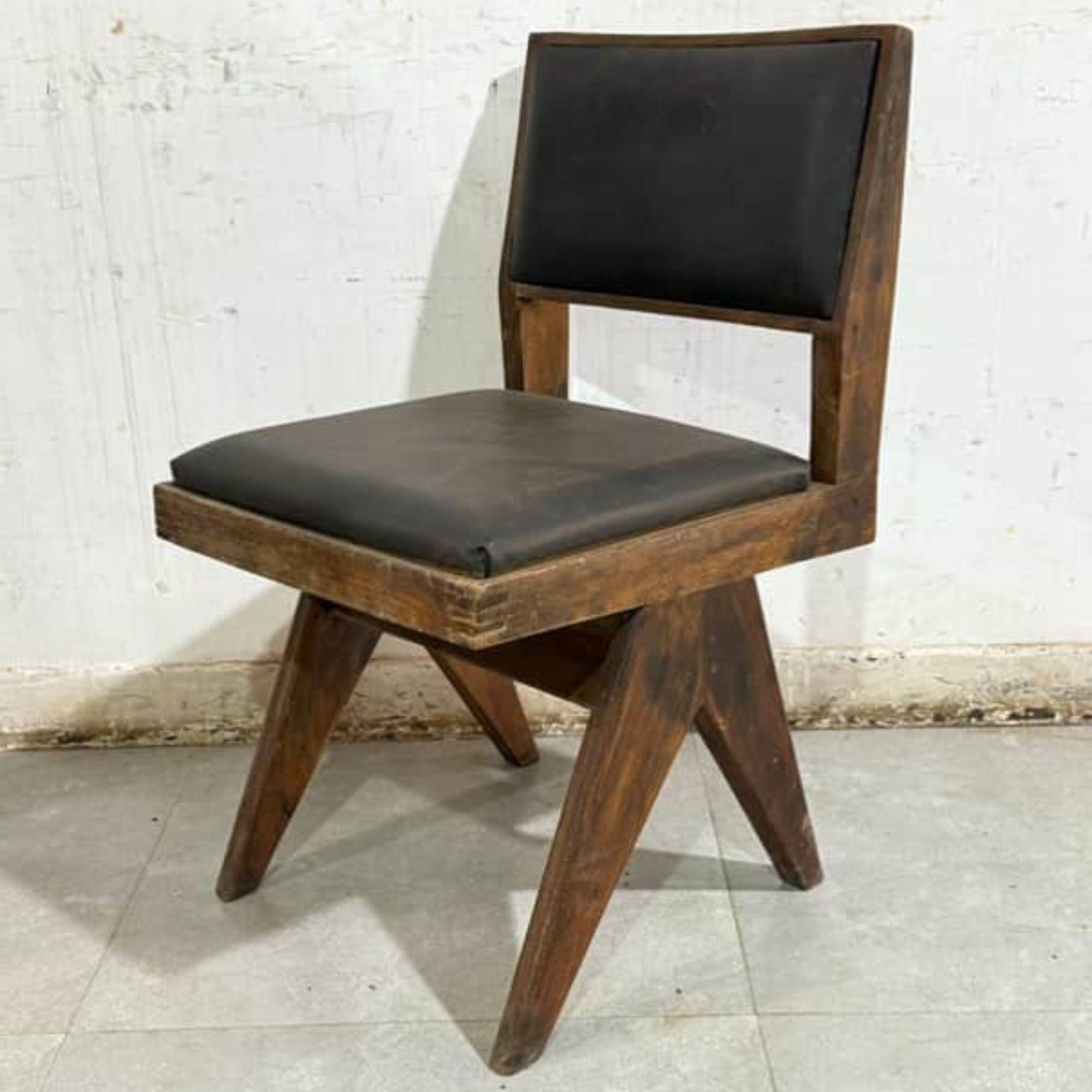 20th Century Authentic Pierre Jeanneret Dining Chair PJ-SI-25-E, Set Available, 1950s For Sale