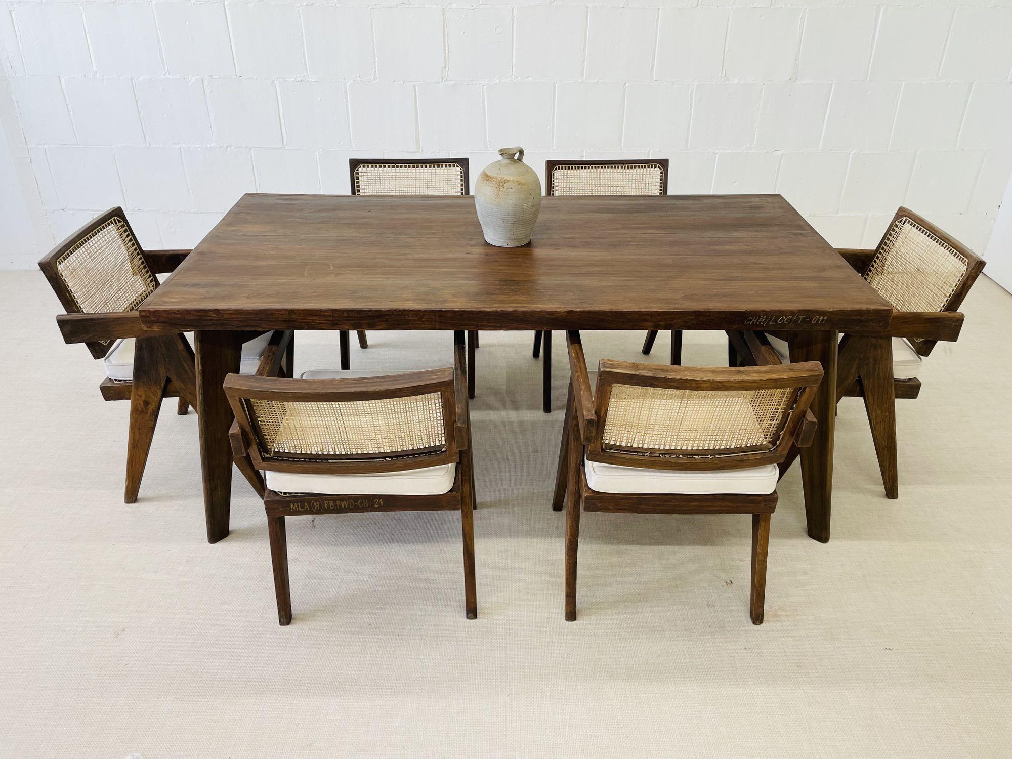 Mid-Century Modern Pierre Jeanneret, French-Mid Century Modern, Dining Table, Teak, India, 1960s For Sale