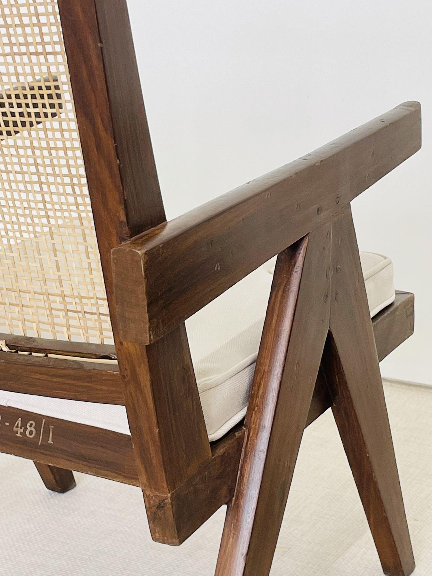 Pierre Jeanneret, French Mid-Century Modern, Lounge Chairs, Cane, Chandigarh 5