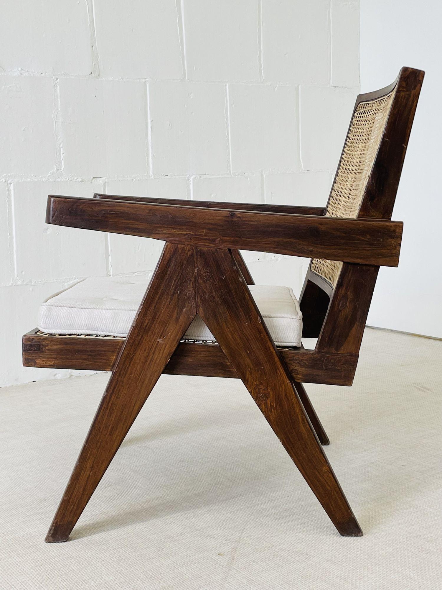 Fauteuils de salon français modernes du milieu du siècle dernier, Pierre Jeanneret, Cane, Chandigarh en vente 3