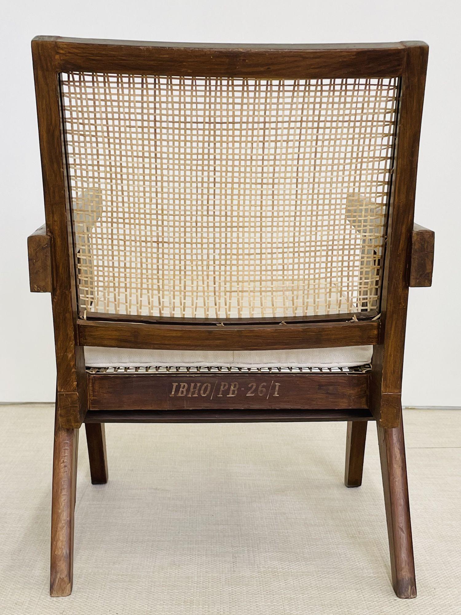 Pierre Jeanneret, French Mid-Century Modern, Lounge Chairs, Cane, Chandigarh 9