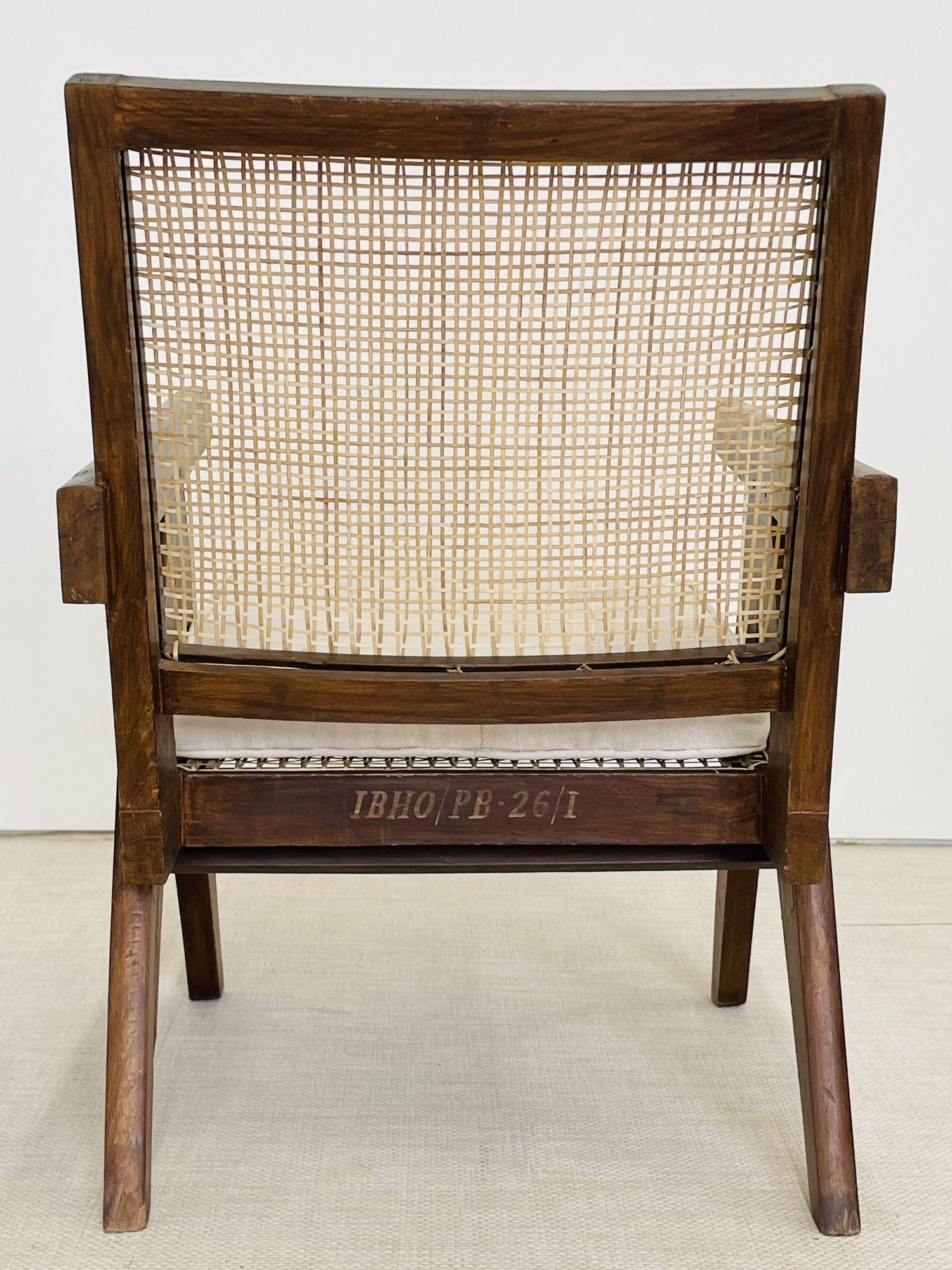 Pierre Jeanneret, French Mid-Century Modern, Lounge Chairs, Cane, Chandigarh For Sale 9