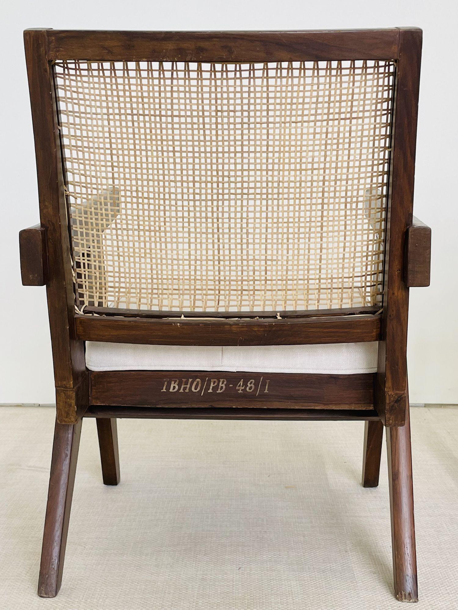 Pierre Jeanneret, French Mid-Century Modern, Lounge Chairs, Cane, Chandigarh For Sale 10