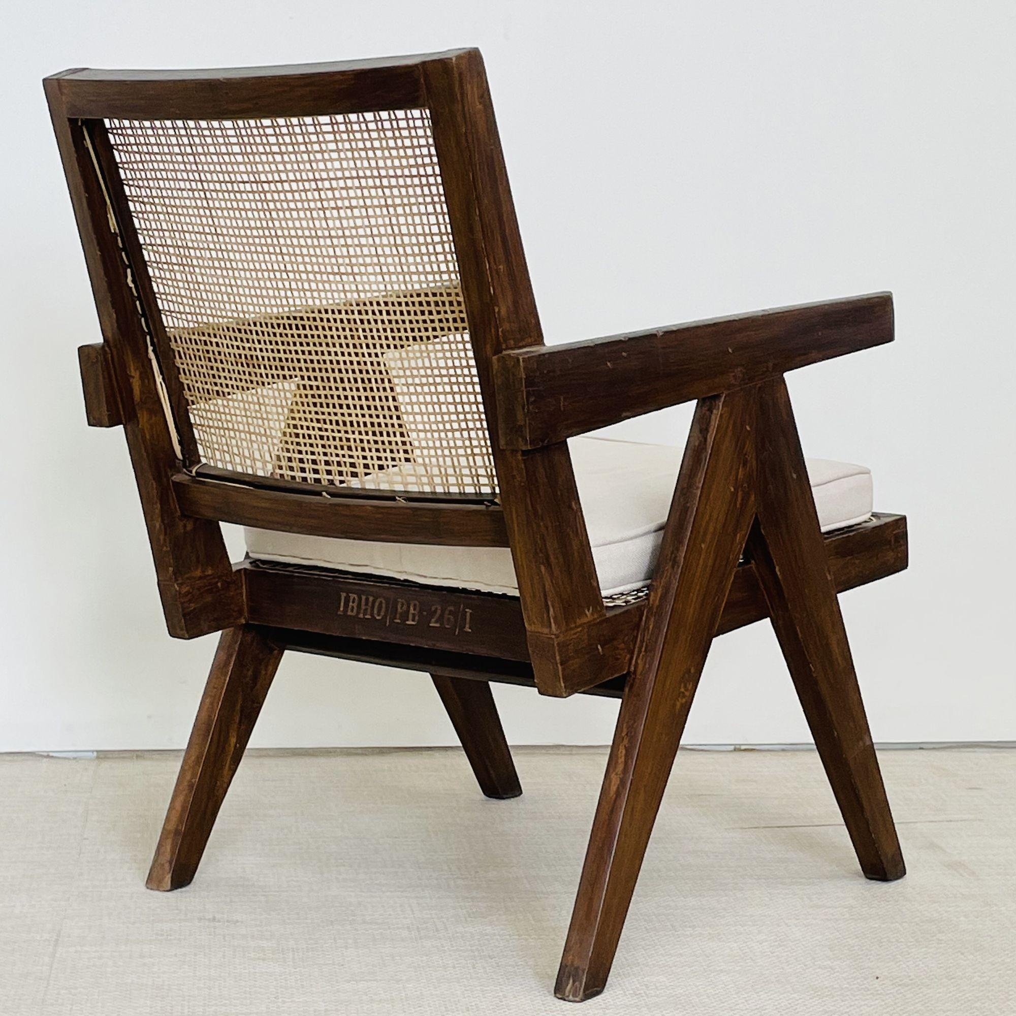 Pierre Jeanneret, French Mid-Century Modern, Lounge Chairs, Cane, Chandigarh For Sale 11
