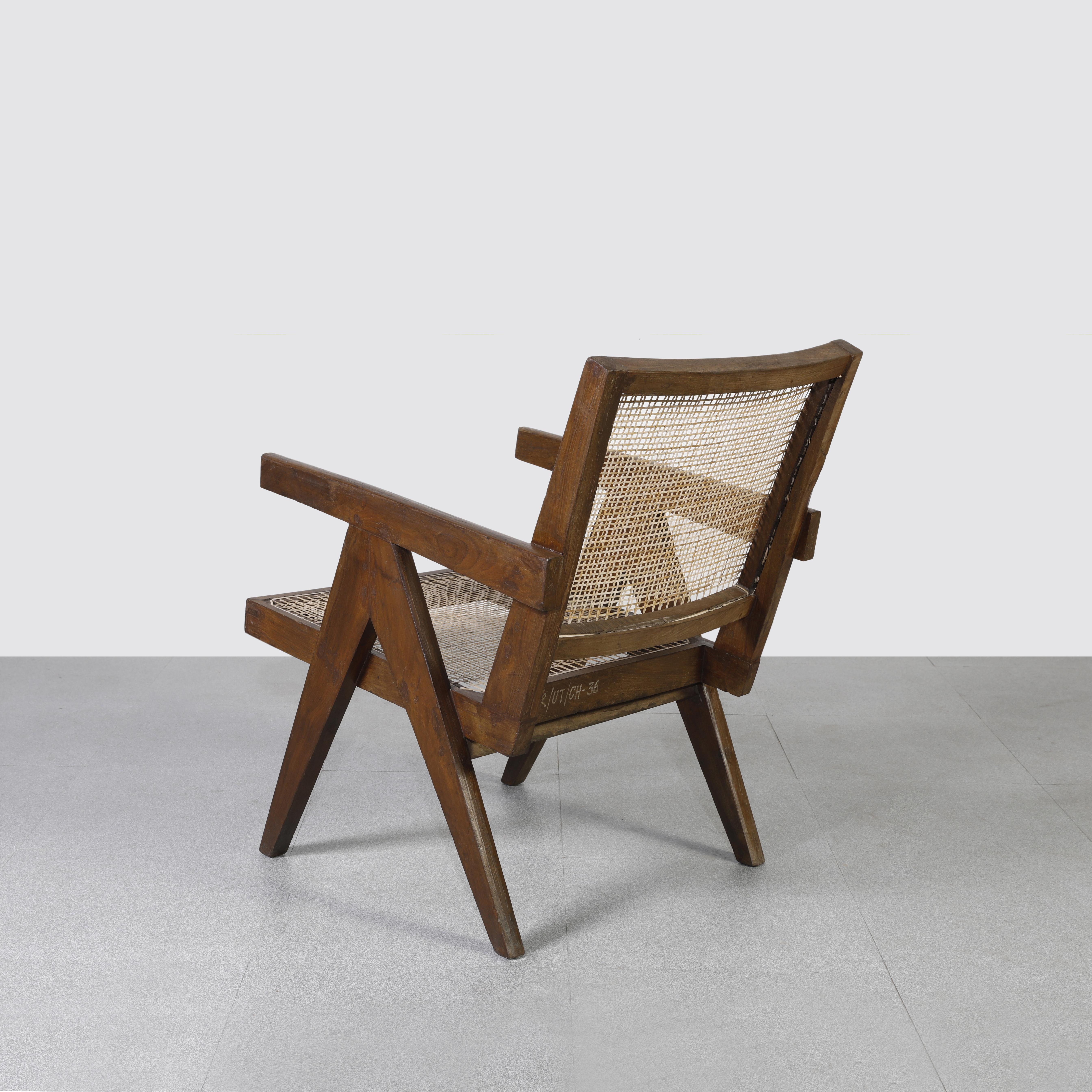 Authentisches Pierre Jeanneret Sesselpaar Easy ChairPJ-SI-29-A / Chandigarh, Paar (Moderne der Mitte des Jahrhunderts) im Angebot