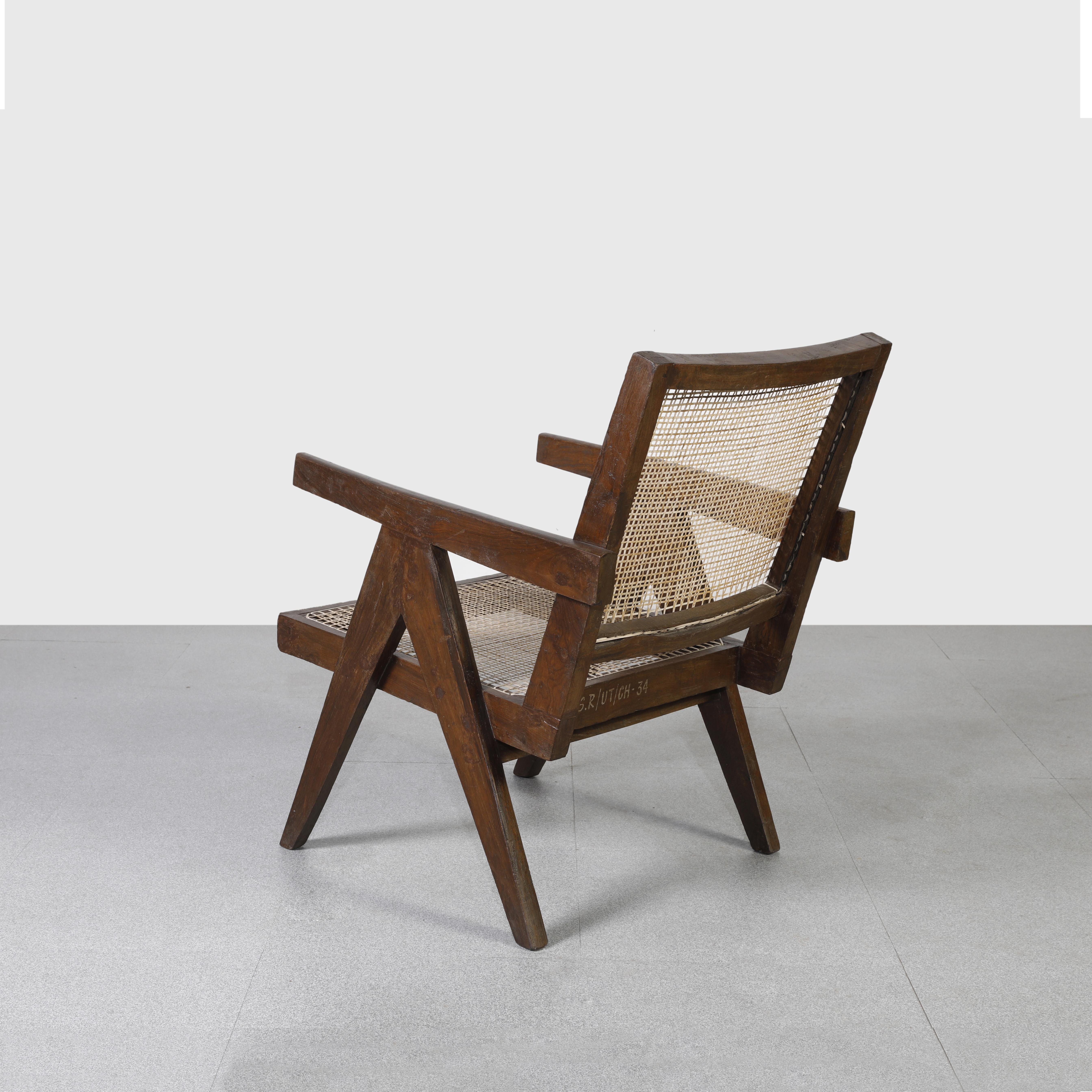 Authentic Pierre Jeanneret Pair of Easy ChairPJ-SI-29-A / Chandigarh For Sale 1
