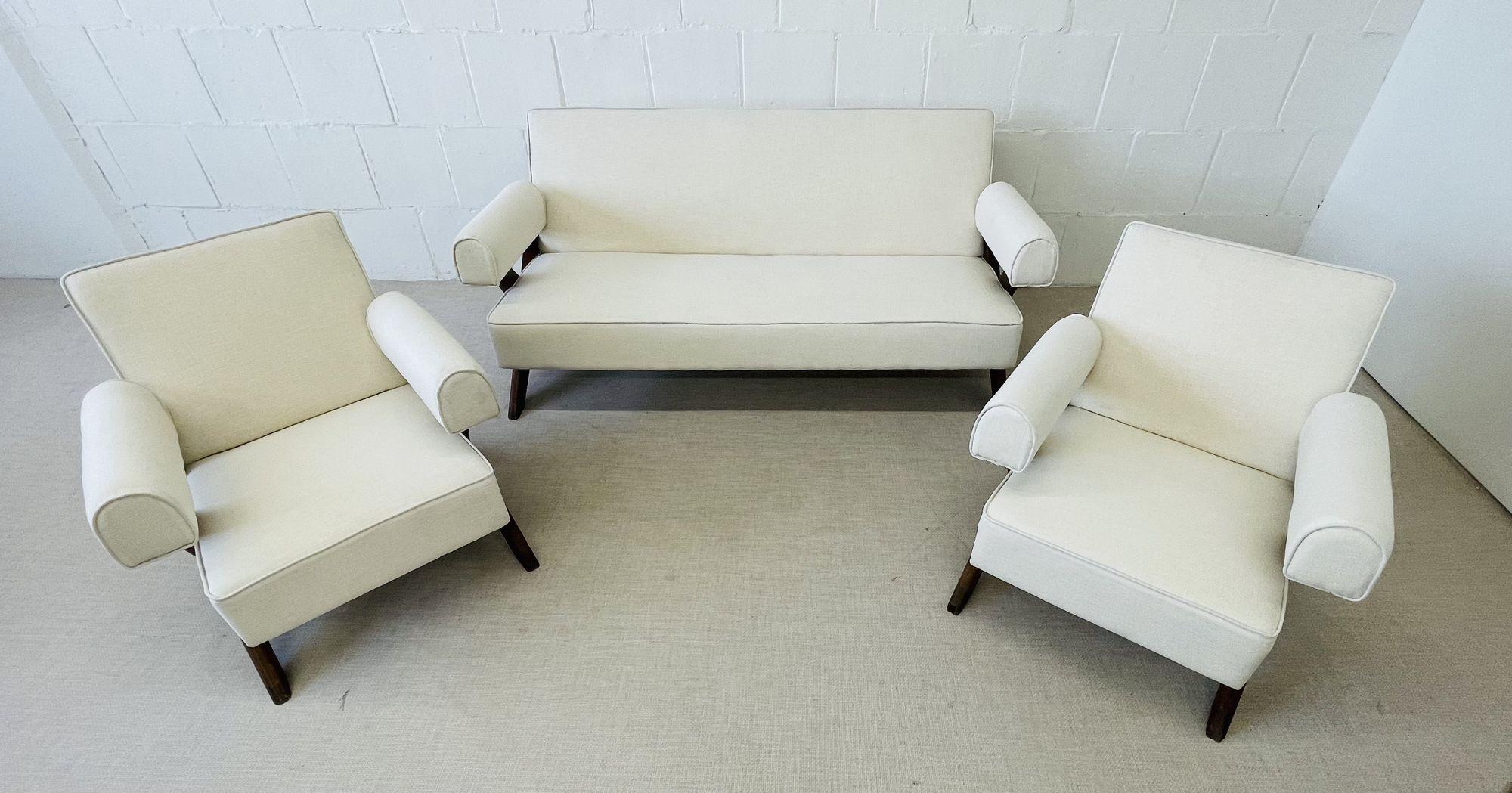 Pierre Jeanneret, Französisches Mid-Century-Modern-Sofa-Set, X-Leg, Chandigarh, 1960er Jahre im Angebot 4