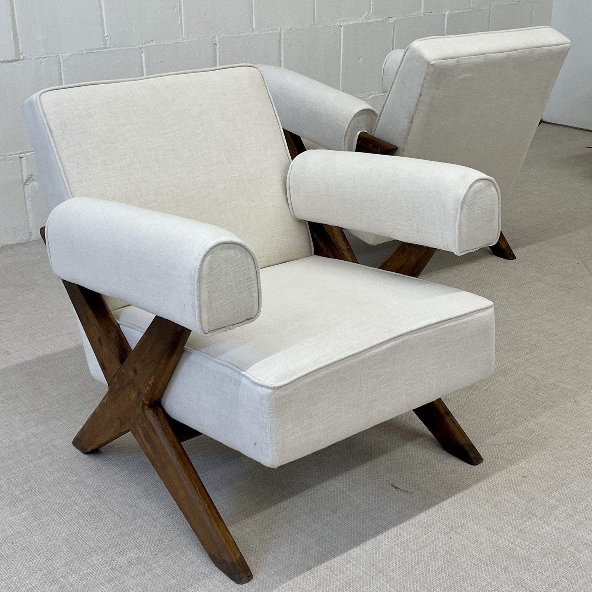 Pierre Jeanneret, Französisches Mid-Century-Modern-Sofa-Set, X-Leg, Chandigarh, 1960er Jahre im Angebot 6