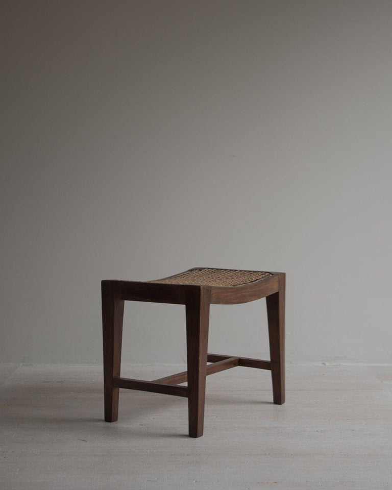 Mid-Century Modern Pierre Jeanneret - Authentic PJ-SI-24-A Footstool - Teak - Origin Chandigarh  For Sale