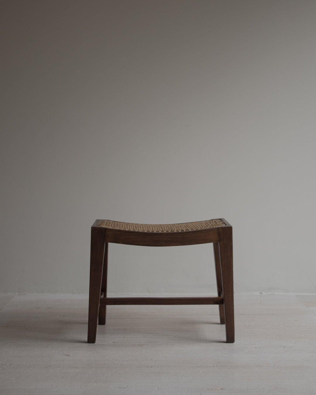 Mid-Century Modern Pierre Jeanneret - Authentic PJ-SI-24-A Footstool - Teak - Origin Chandigarh  For Sale
