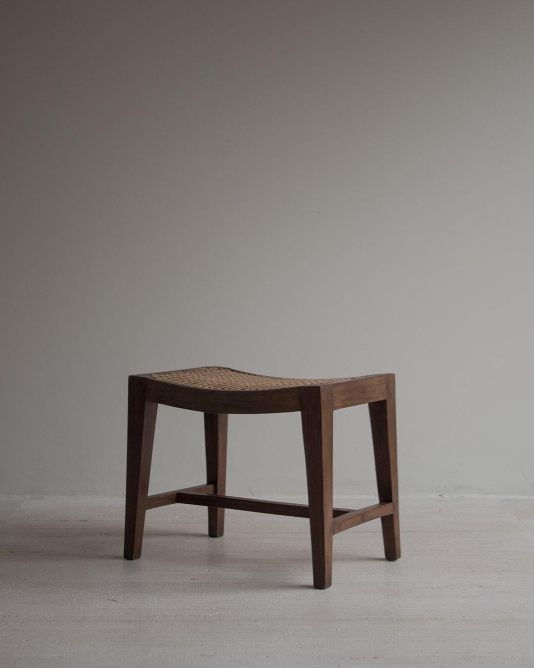 Indian Pierre Jeanneret - Authentic PJ-SI-24-A Footstool - Teak - Origin Chandigarh For Sale