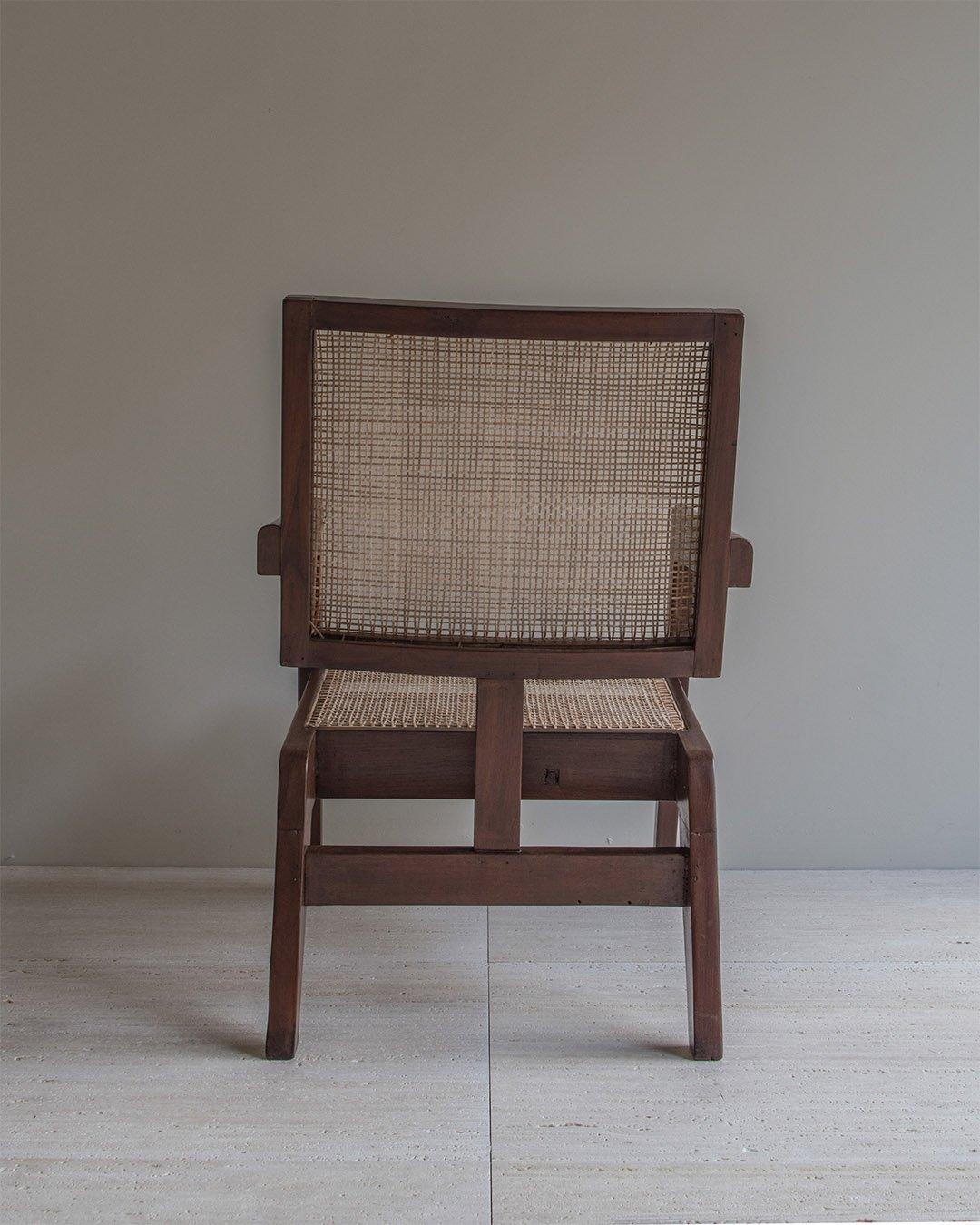 Vannerie Fauteuil authentique PJ-SI-62-A de Pierre Jeanneret pour Chandigarh, années 1950