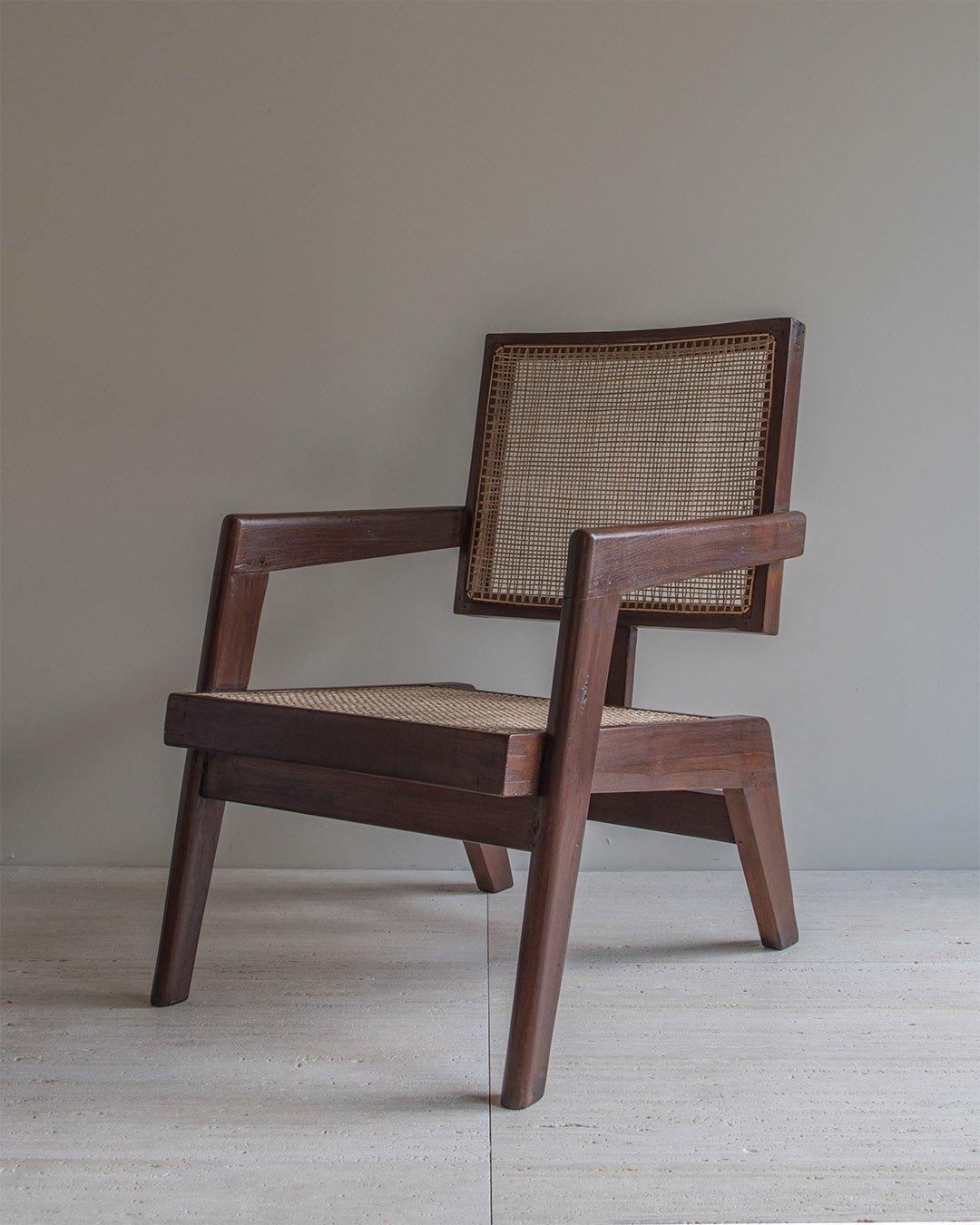Authentischer PJ-SI-62-A Sessel von Pierre Jeanneret für Chandigarh, 1950er Jahre (Gehstock) im Angebot