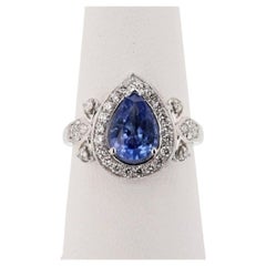 Évaluation de la bague en platine authentique avec saphir 2,02 carats et diamants