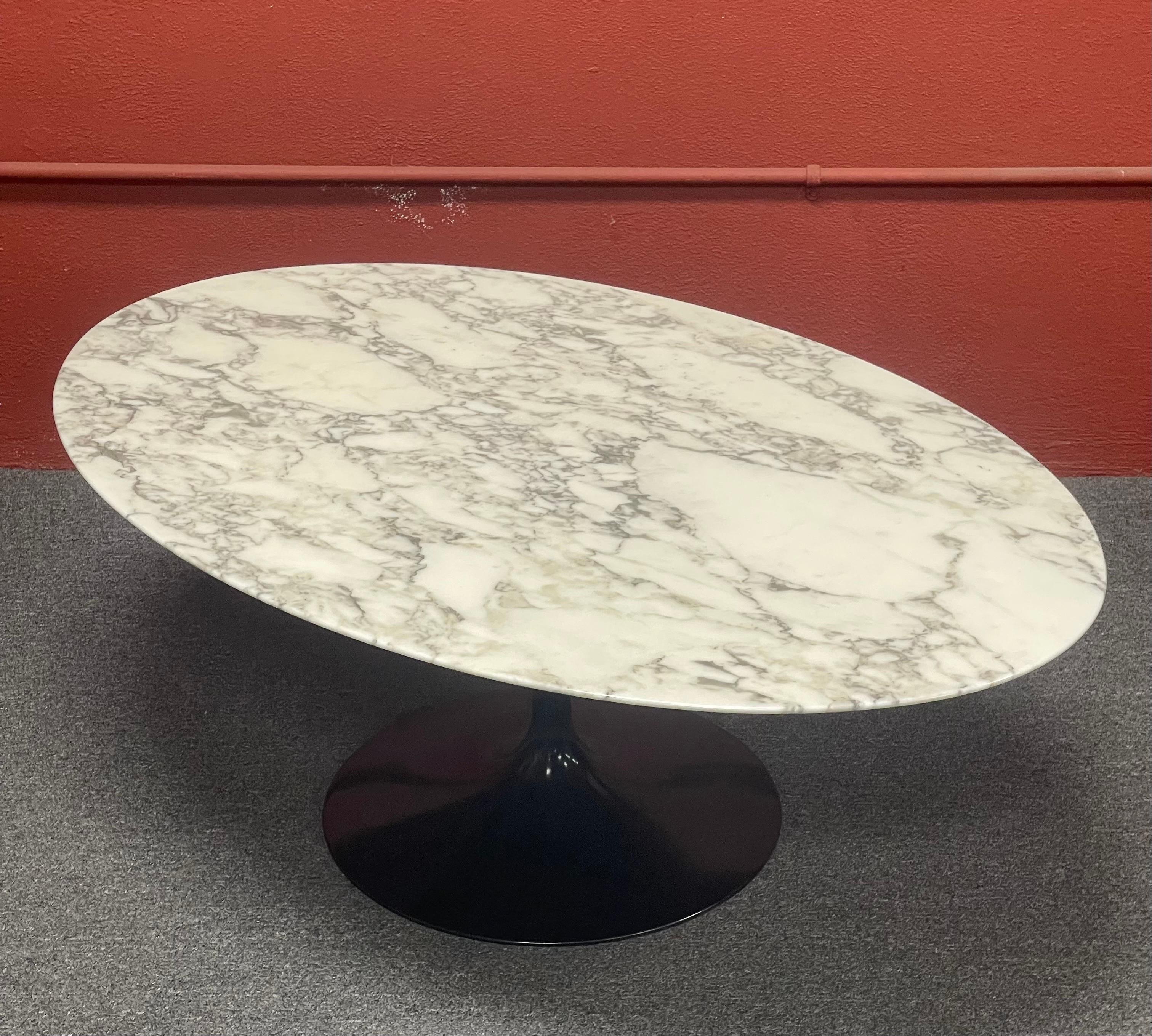 Authentic Polished Carrara Marble Top Coffee Table by Eero Saarinen for Knoll 5