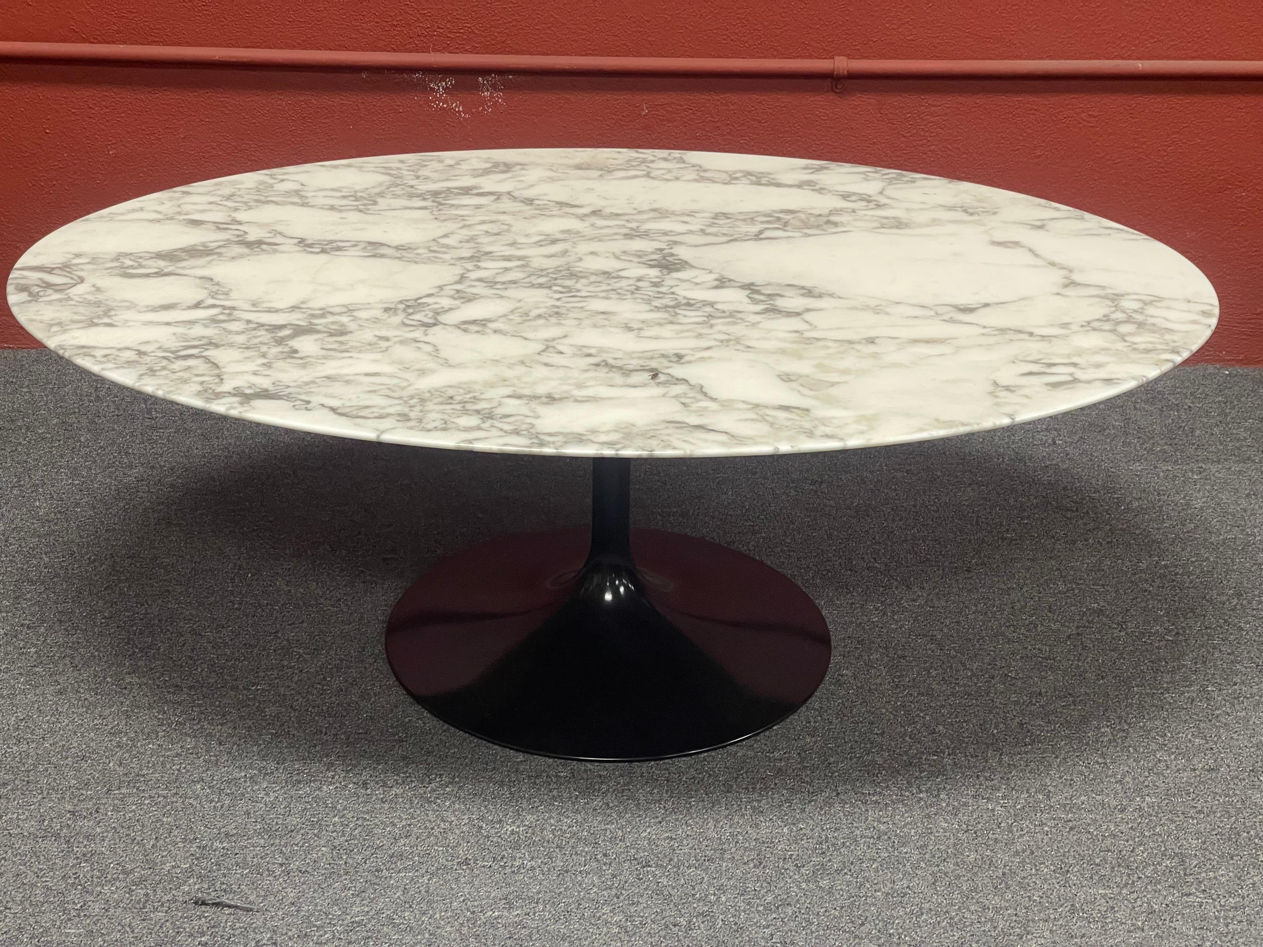 Authentic Polished Carrara Marble Top Coffee Table by Eero Saarinen for Knoll 6