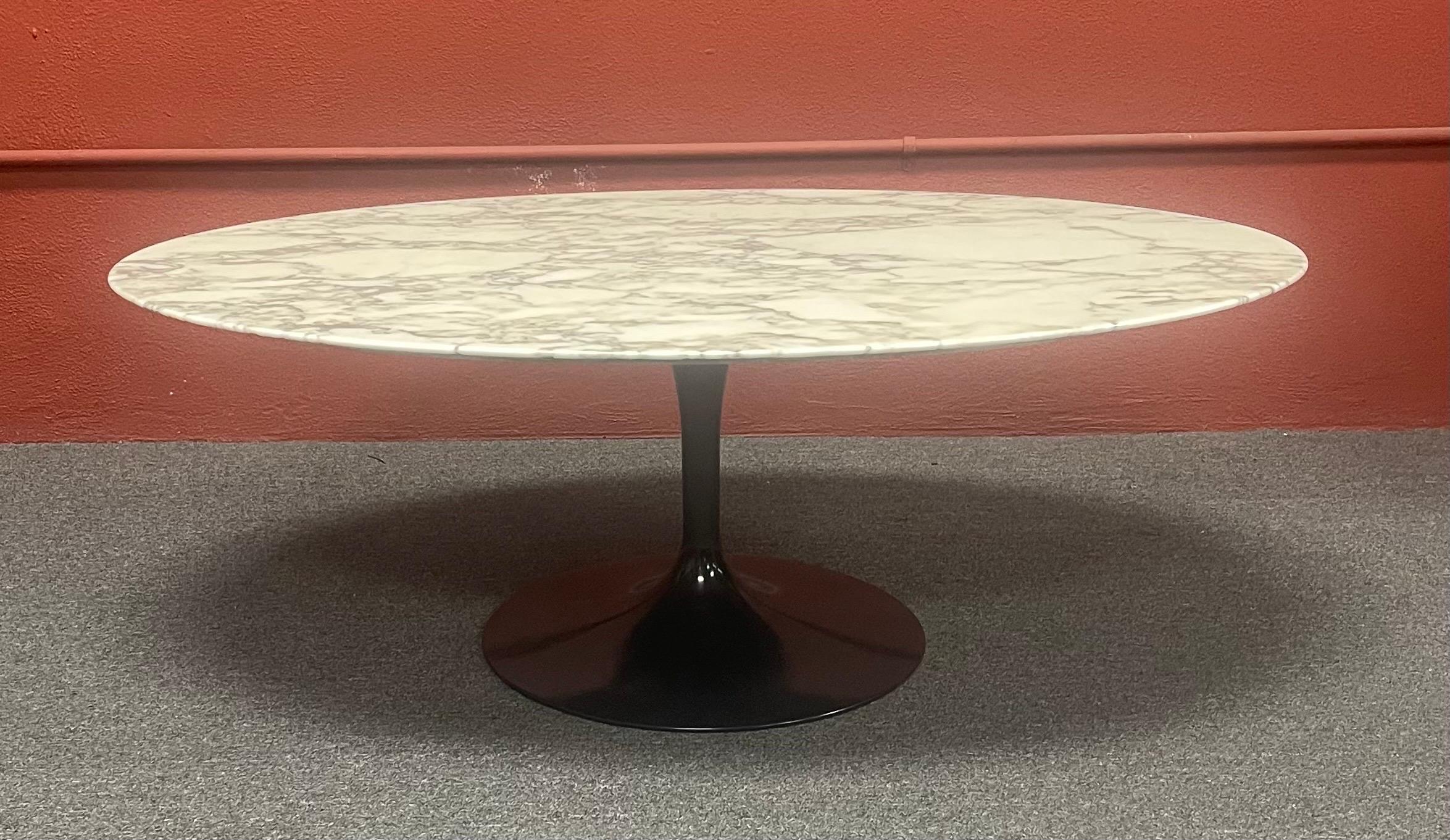 Authentic Polished Carrara Marble Top Coffee Table by Eero Saarinen for Knoll 1
