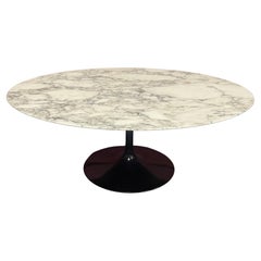 Authentic Polished Carrara Marble Top Coffee Table by Eero Saarinen for Knoll