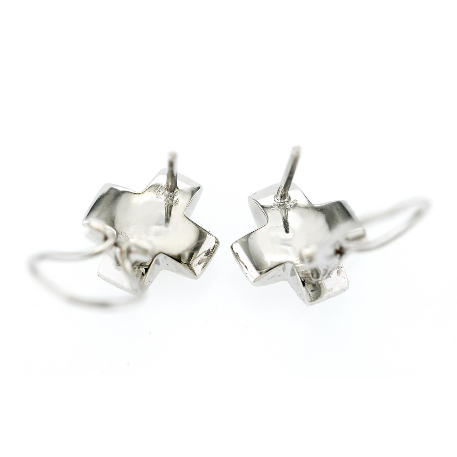 Boucles d'oreilles authentiques Pomellato en or blanc 18 carats avec diamant et saphir jaune en vente 3