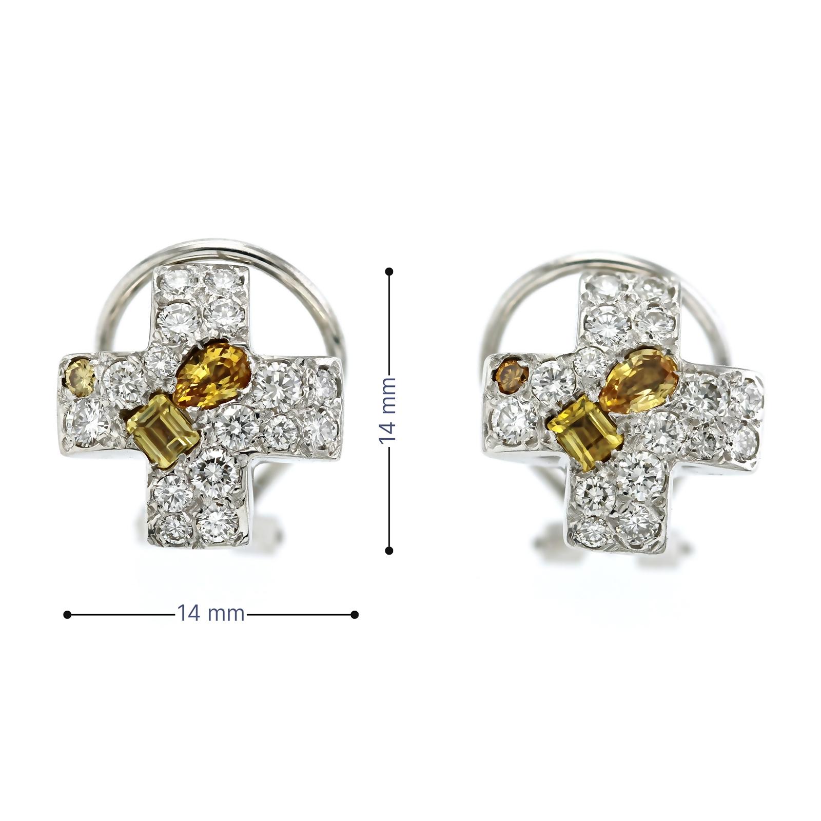 Boucles d'oreilles authentiques Pomellato en or blanc 18 carats avec diamant et saphir jaune en vente 4