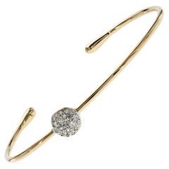 Authentic Pomellato 18k Yellow Gold Metallic Diamond Sabbia Cuff Bracelet Size L