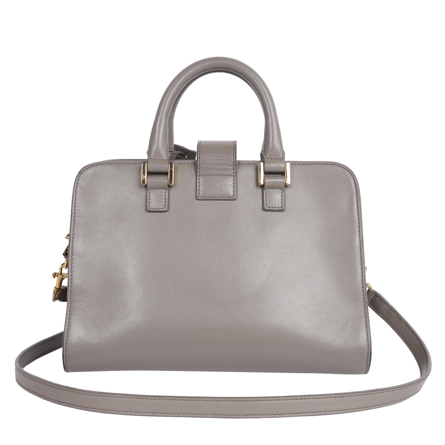Saint Laurent Grey Monogram Leather YSL Small Baby Cabas Satchel Crossbody Bag 1