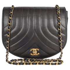 Vintage Chanel Black Classic Flap Quilted Leather Turn Lock Shoulder Bag