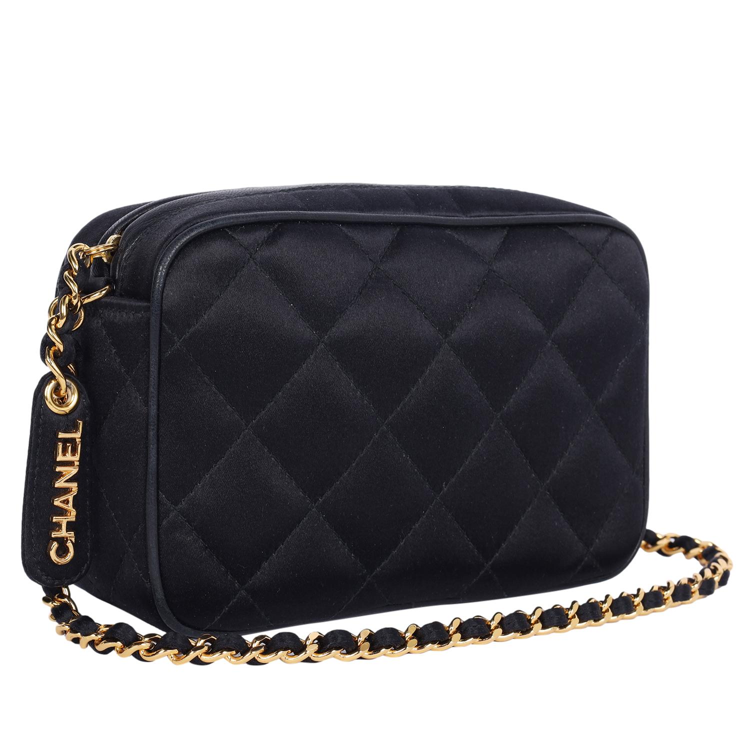 Chanel Mini Satin Leather Quilted Camera Cross Body Bag 1996 For Sale 1