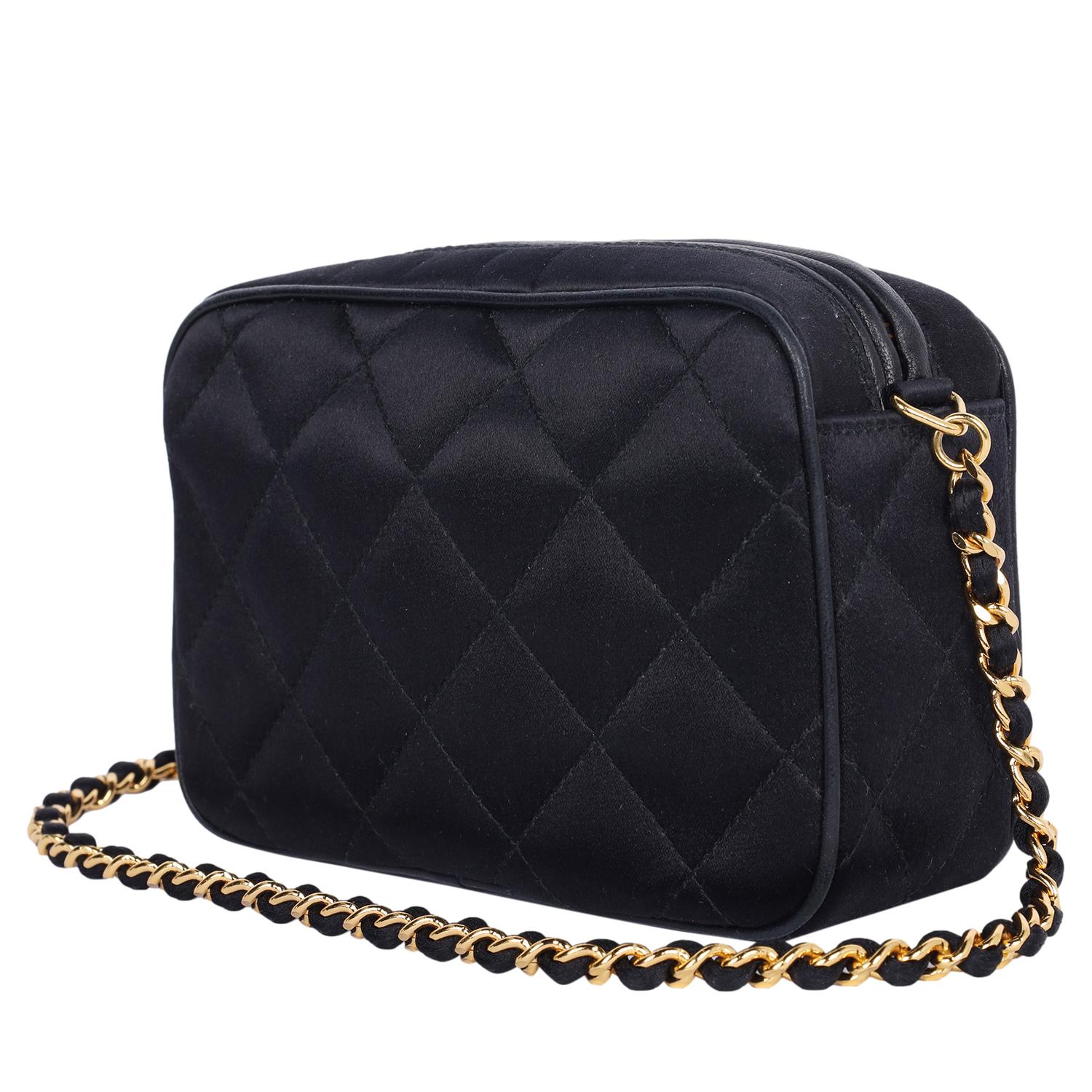 Chanel Mini Satin Leather Quilted Camera Cross Body Bag 1996 For Sale 2