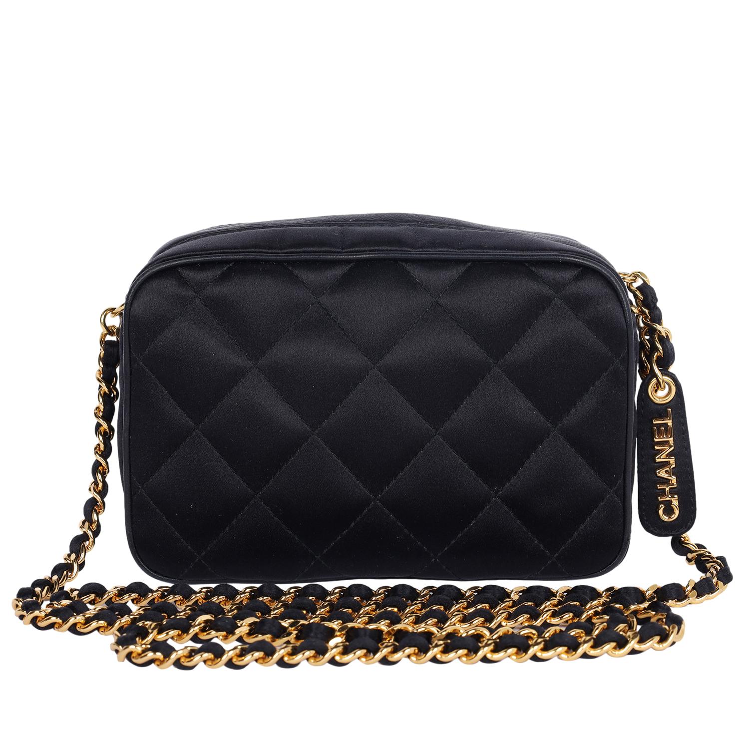Chanel Mini Satin Leather Quilted Camera Cross Body Bag 1996 For Sale 3