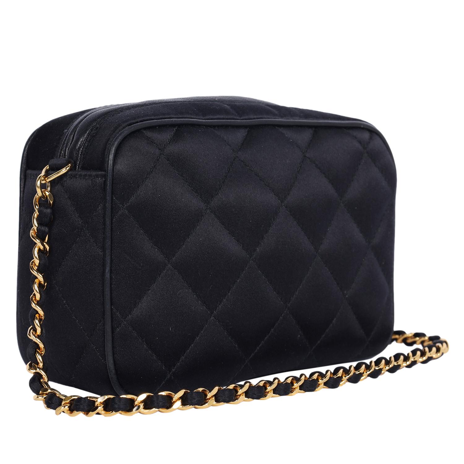 Chanel Mini Satin Leather Quilted Camera Cross Body Bag 1996 For Sale 4