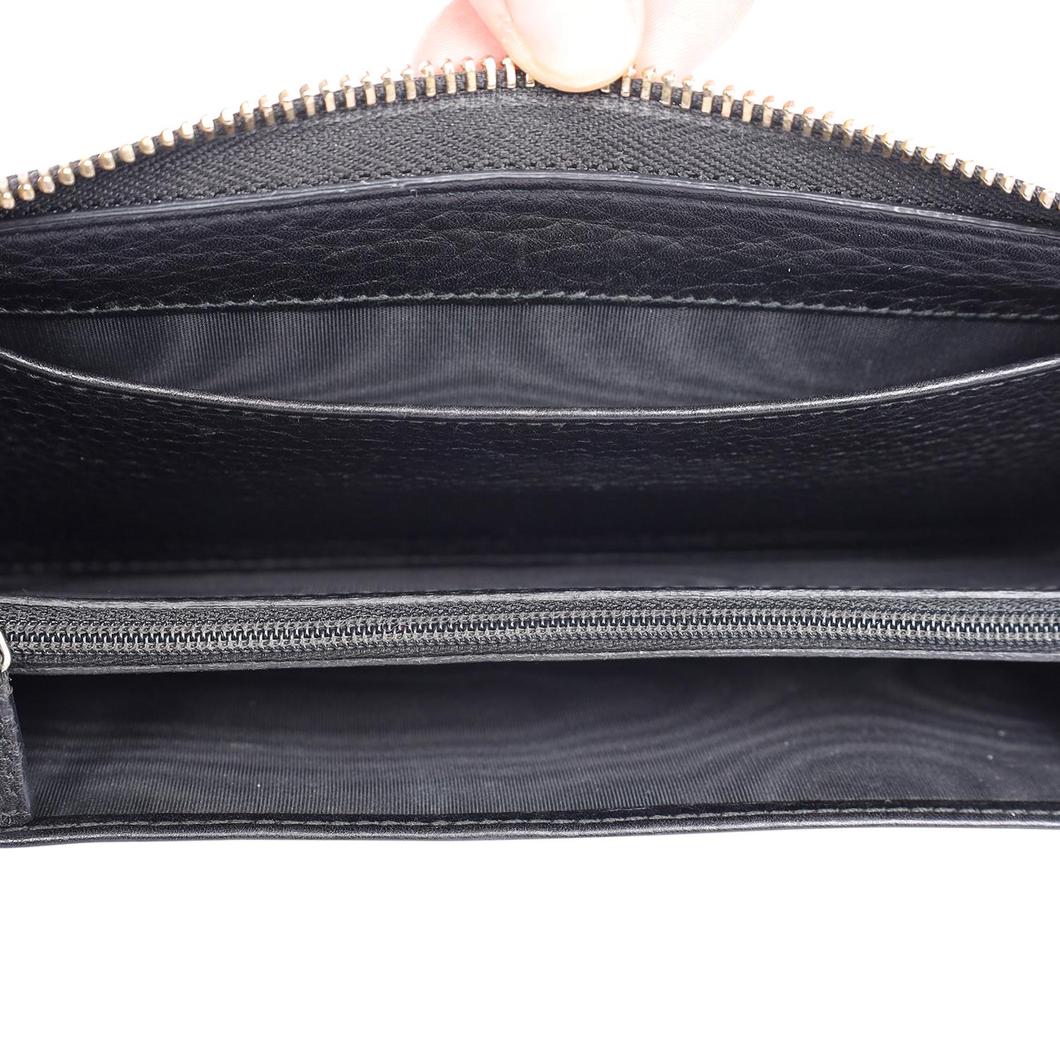 Gucci Calfskin Leather Soho Zip Around Passport Wallet Black 7