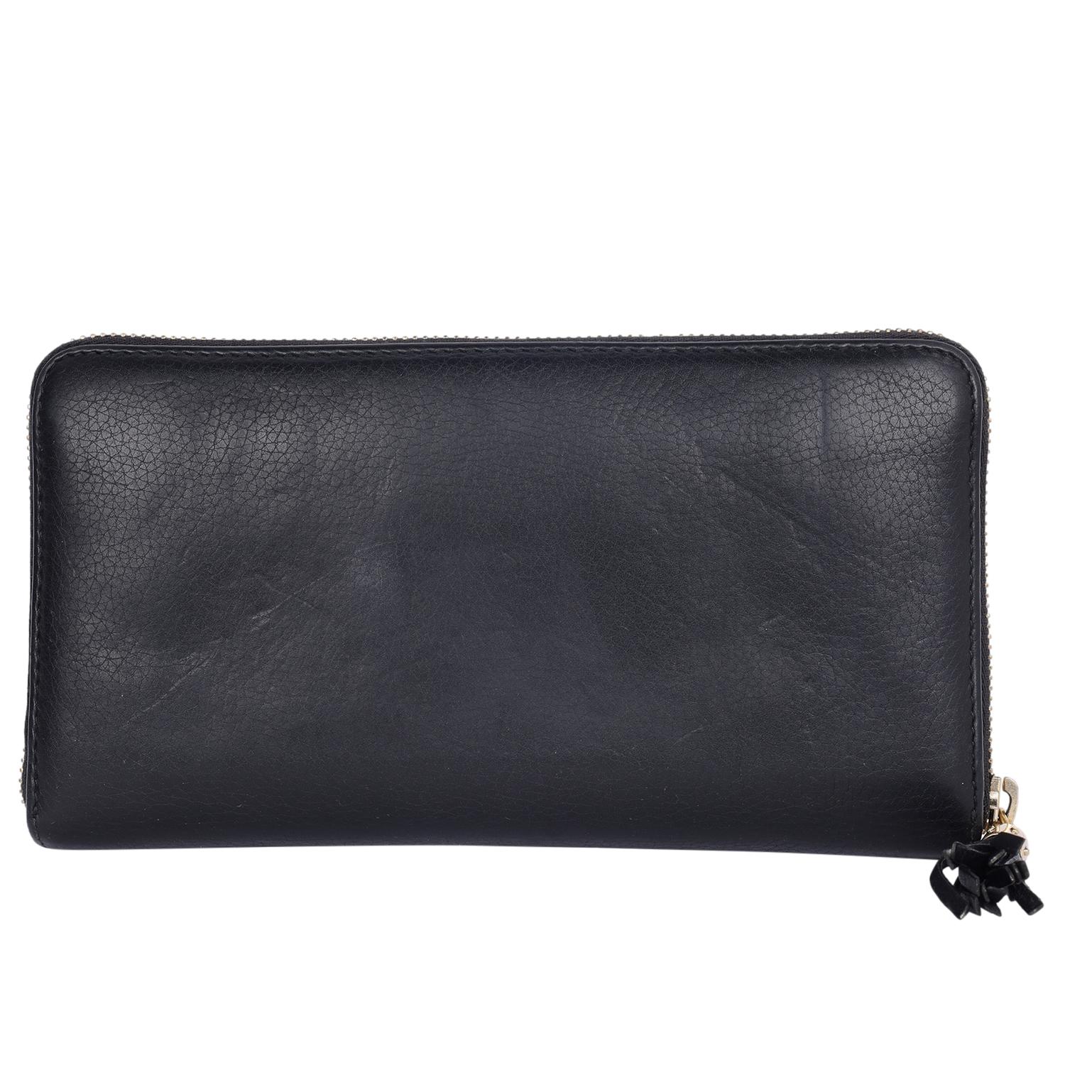 Gucci Calfskin Leather Soho Zip Around Passport Wallet Black In Good Condition In Salt Lake Cty, UT