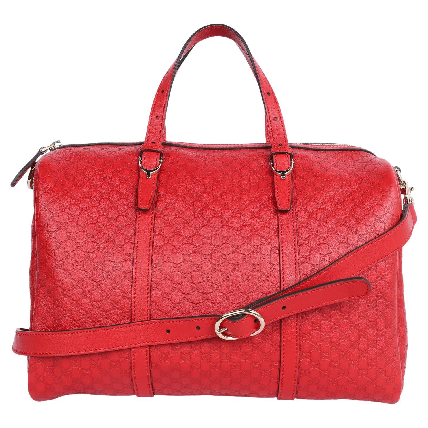 Gucci Red Guccissima Leather Medium Joy Signature Crossbody Bag