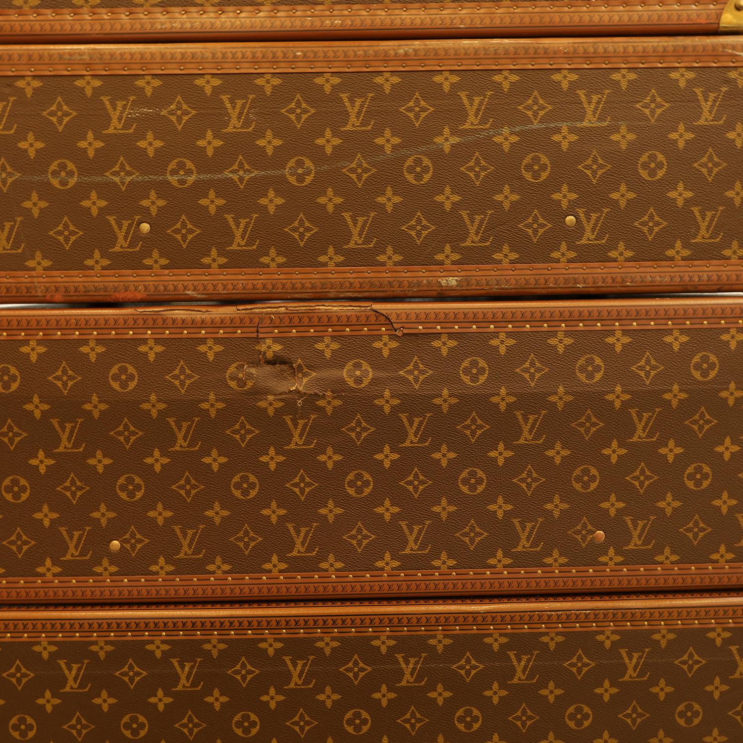 Louis Vuitton Brown Monogram Alzer 11 Hard Case Trunk Set en vente 7