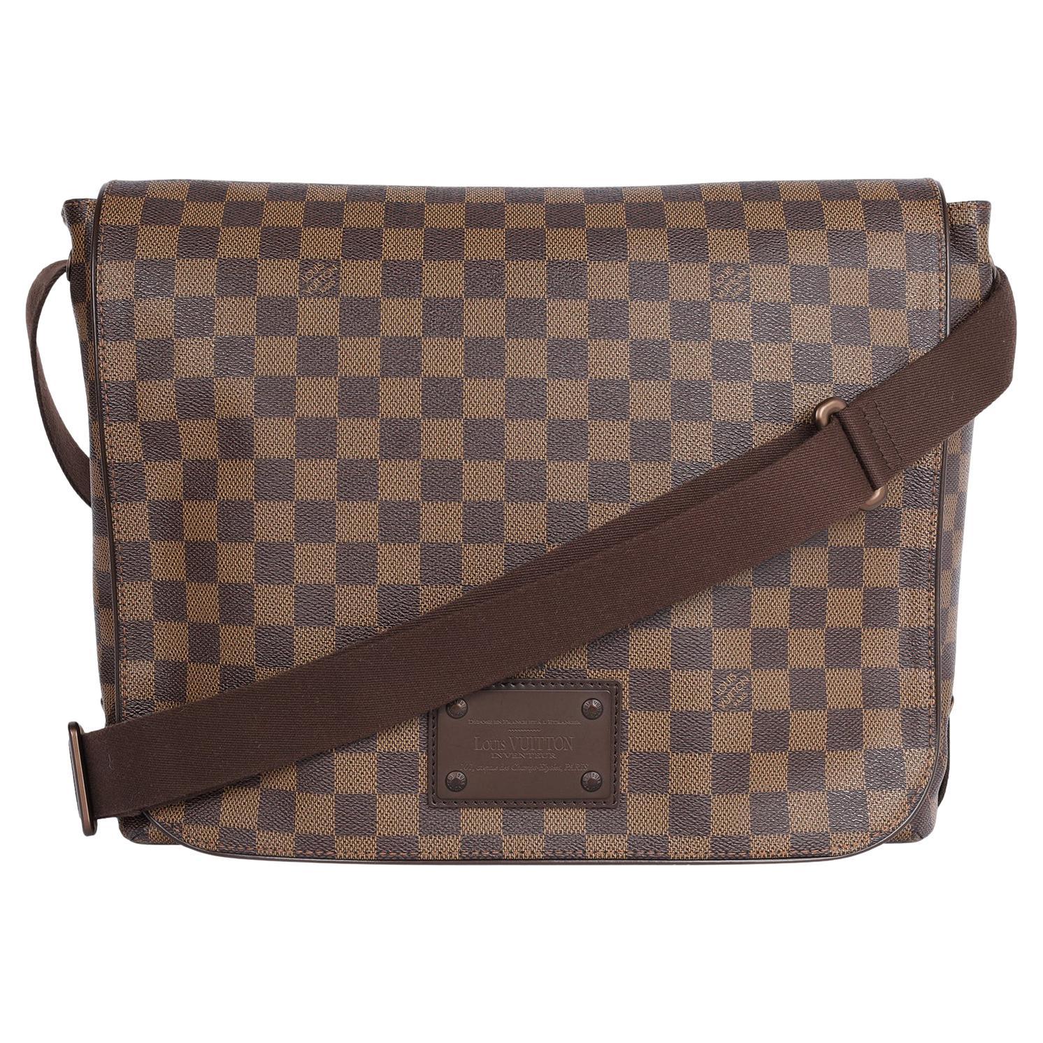 Louis Vuitton Brown Checkered Damier Ebene Brooklyn GM Messenger Bag For Sale