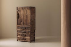 Authentic primitive French storage cabinet, late 19th century.