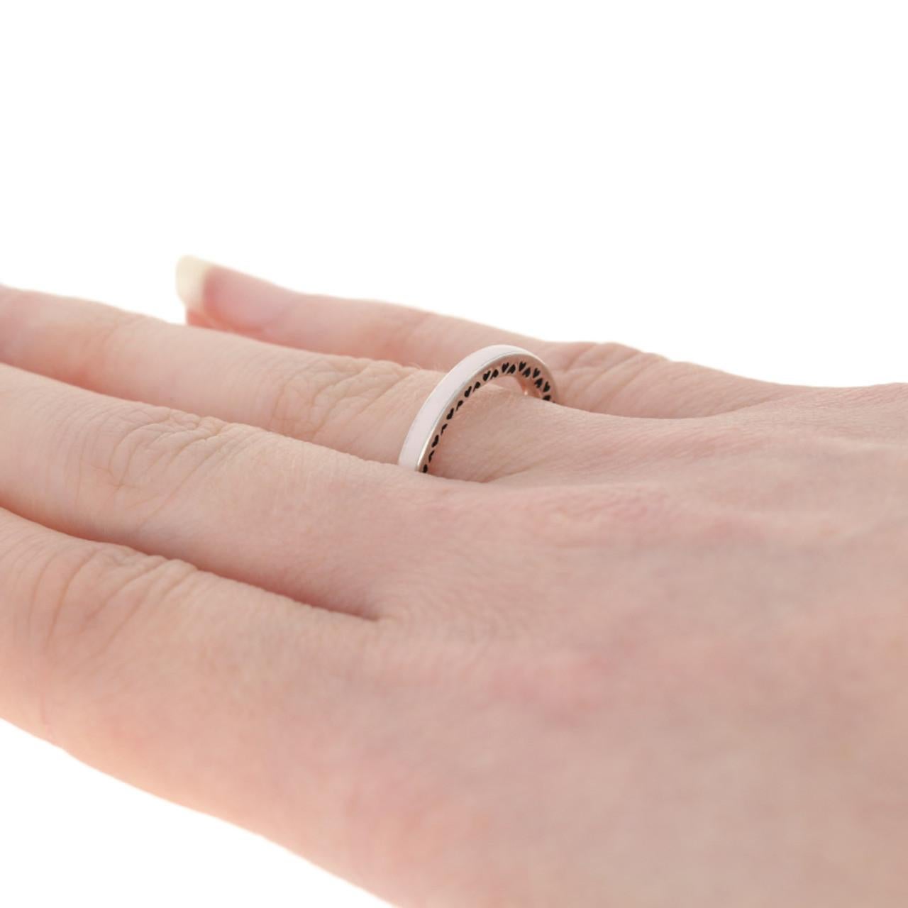 Authentic Radiant Hearts of Pandora Ring Silver Pink CZ 191011PCZ-52 6 New In New Condition In Greensboro, NC