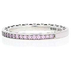 Authentic Radiant Hearts of Pandora Ring Silver Pink CZ 191011PCZ-52 6 New