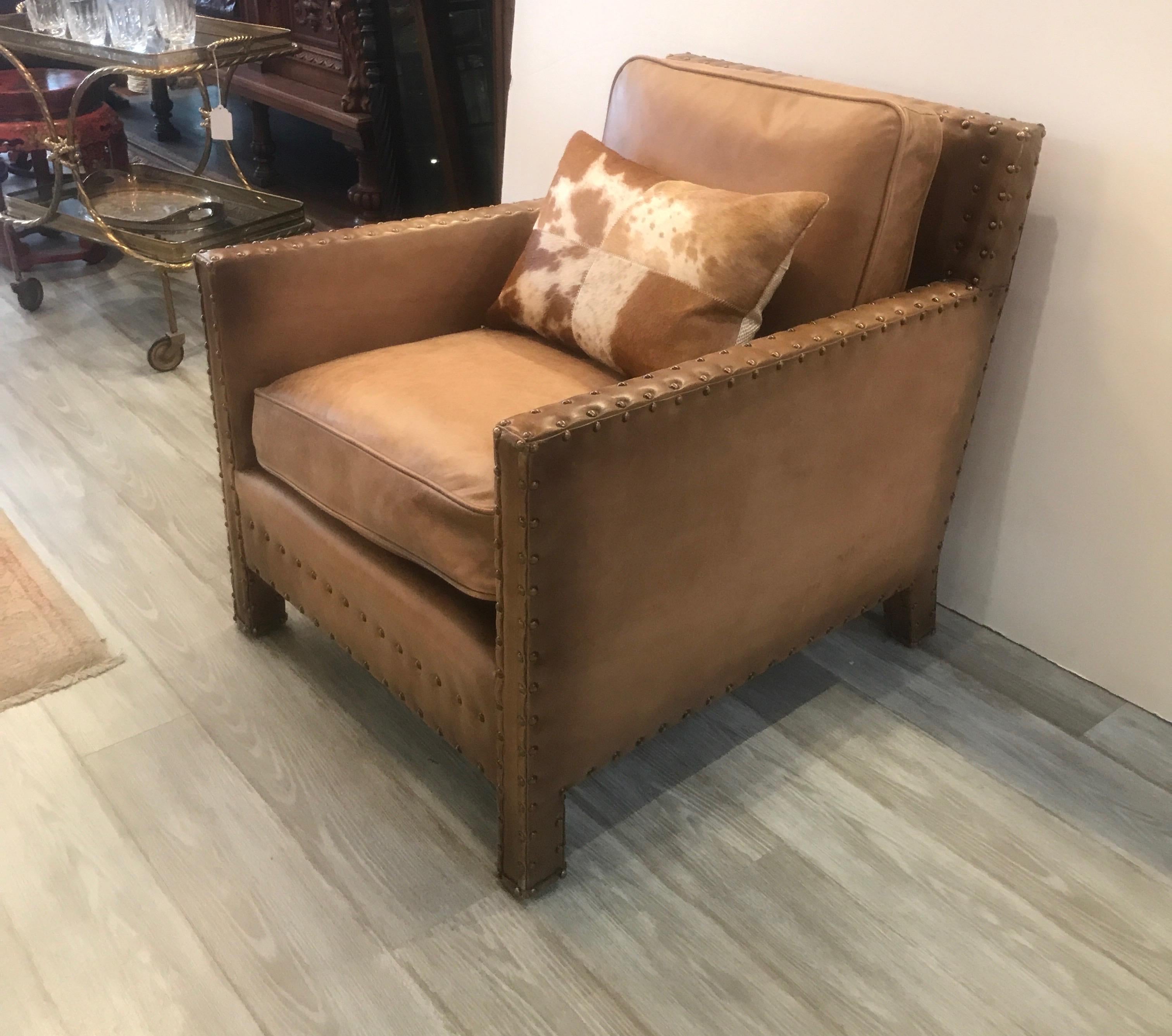 Contemporary Authentic Ralph Lauren Leather Club Chair